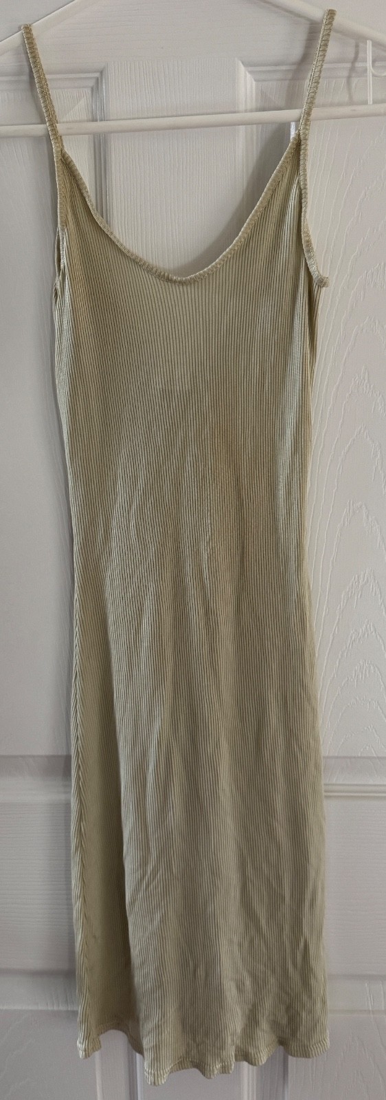 Vintage Underwriters Slinky Slim Light Green Ribbed Silk Camisole Slip Petite