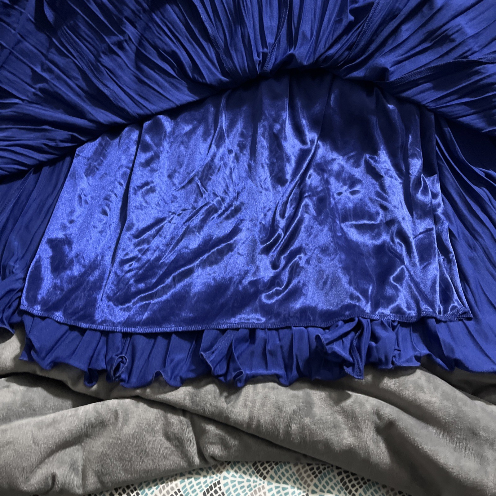 CATO Skirt Solid Sapphire Blue Accordian Pleated Elastic Waist Lined Size S New