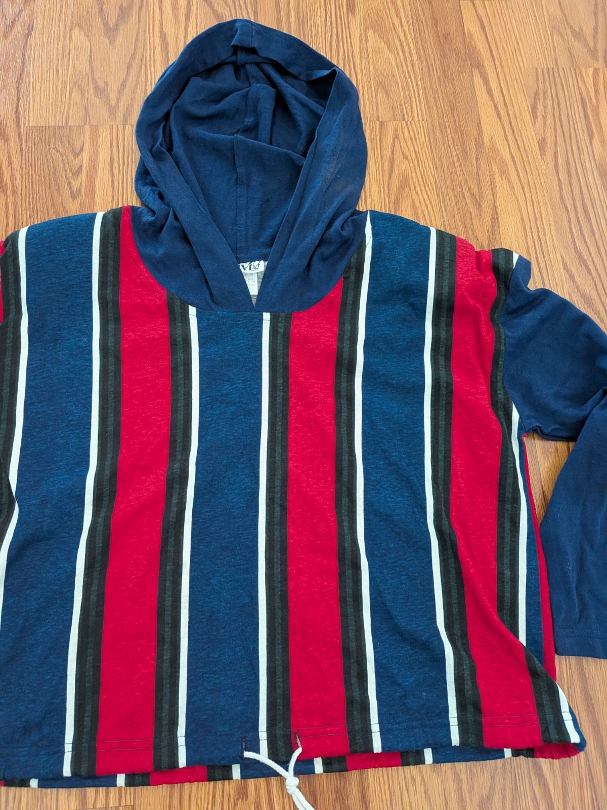 Vintage 90s Vivi Women’s hooded vertical striped top crop hip hop USA drawstring