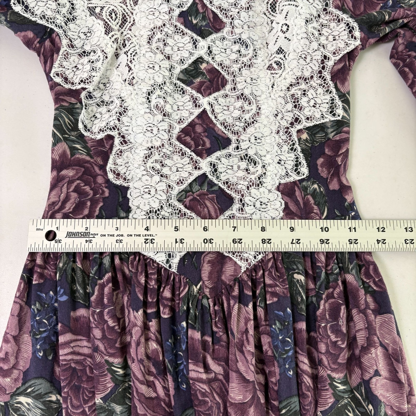 Vintage Jessica McClintock Gunne Sax Dress Size 3 4 Floral Lace Trim Cottage