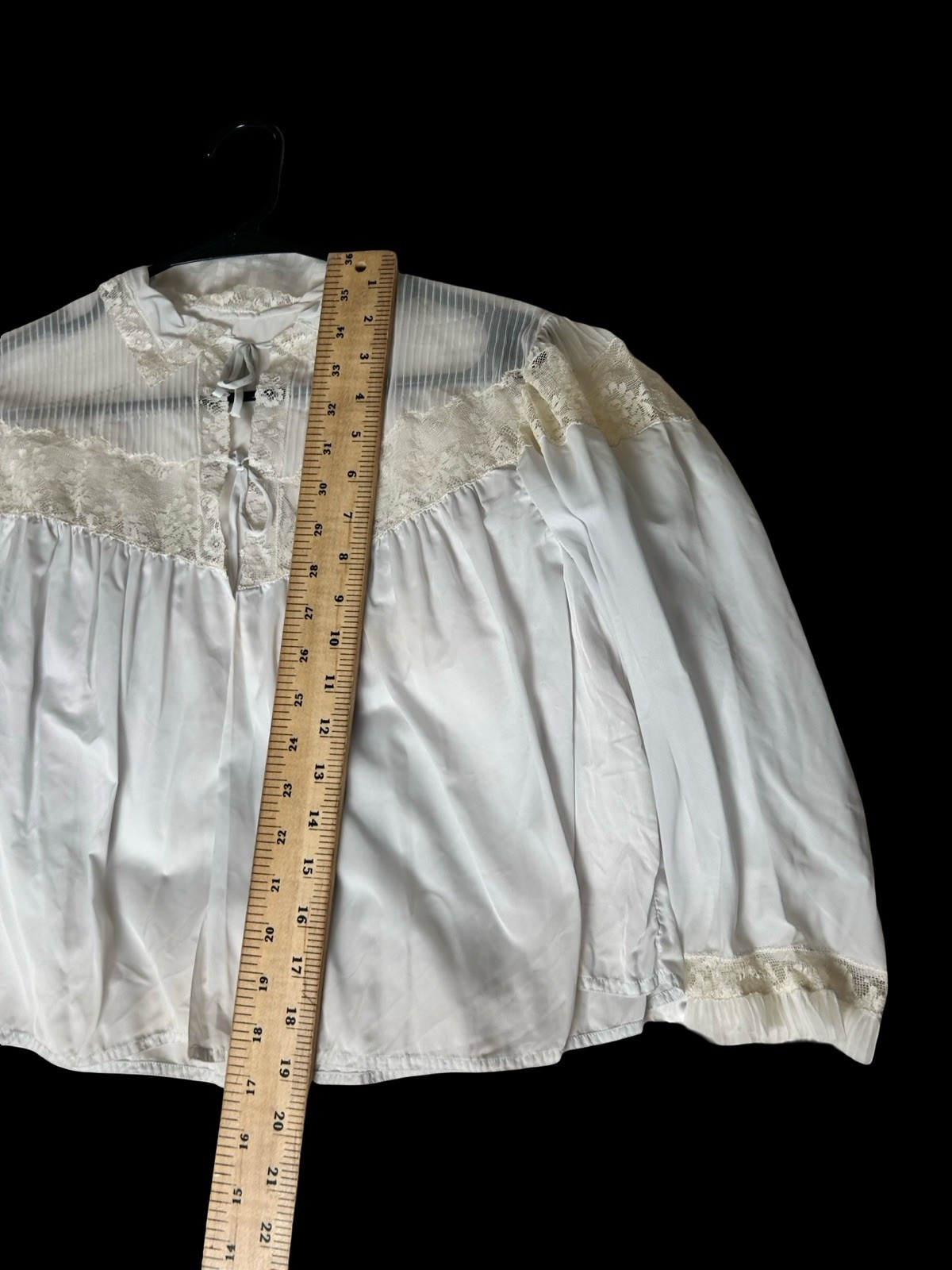 VTG Cropped Bed Jacket Size M Grayish Blue Lace A-line Collared FLAWS READ