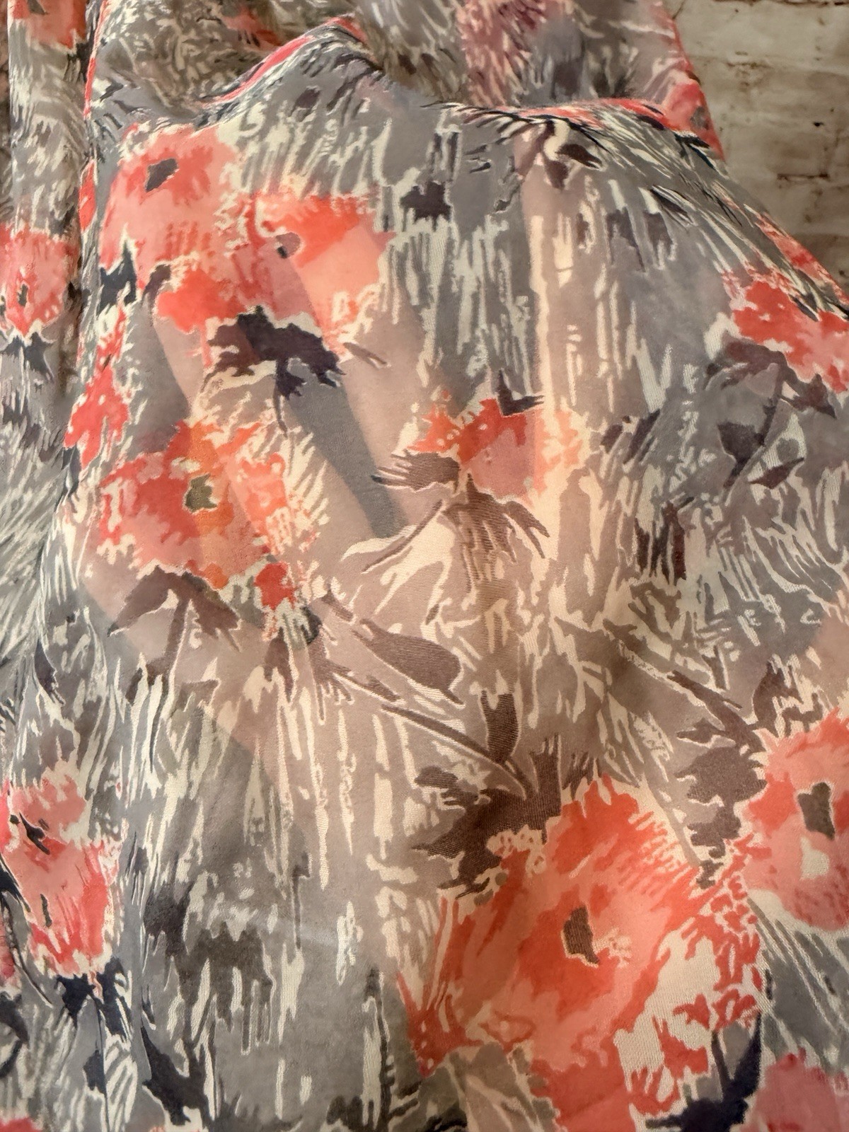 Vintage 50’s Pin Up Dress Rockabilly Full Sweep Party Dress Floral Pink Gray Med