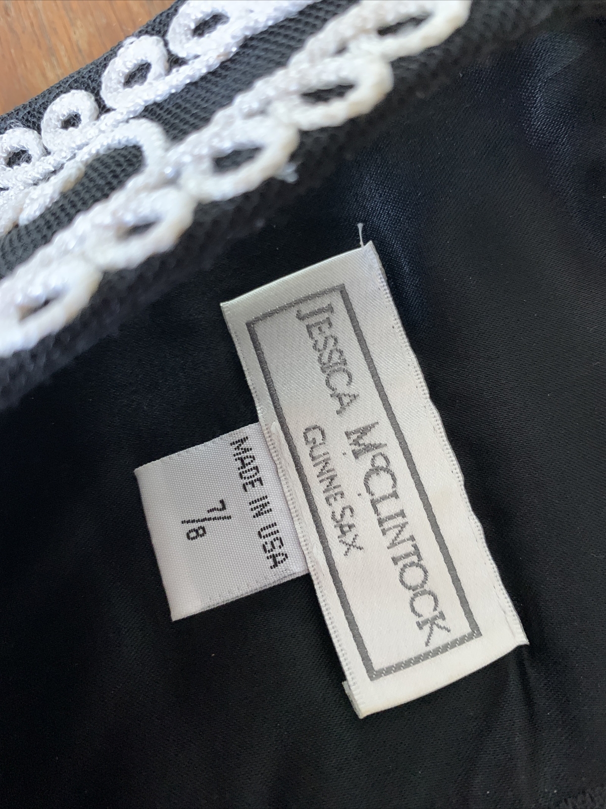 Jessica McClintock Dress women’s 7/8 ￼Gunne Sax Long Black & White Empire Waist