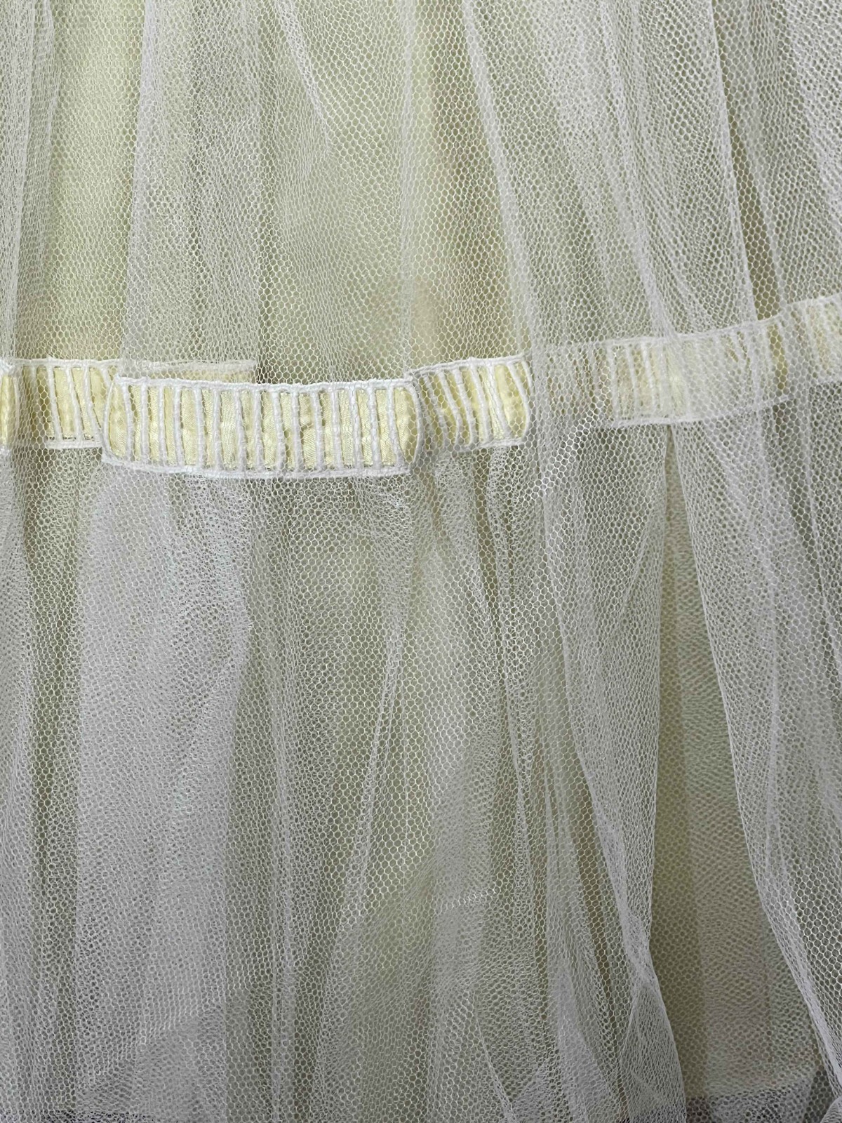 Vtg 50s Sz S Prom Dress Cupcake Yellow Satin 2 Layers White Net Tulle Dance Time