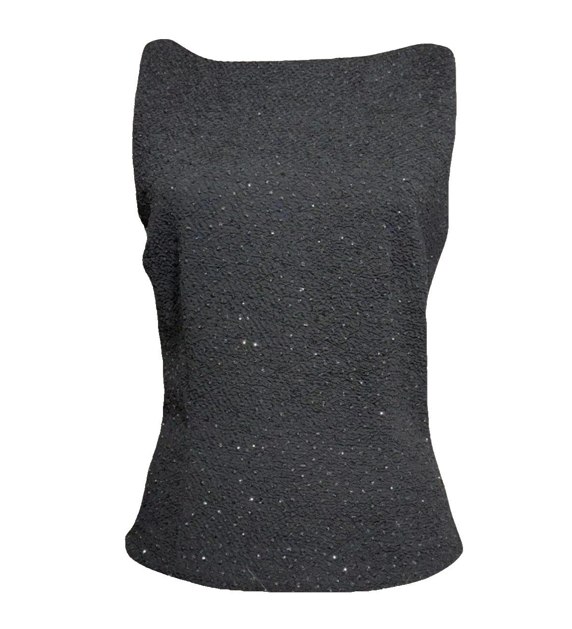 Vtg David Warren Sz S Black Beaded Shimmer Evening Cocktail Tank Top Blouse EUC