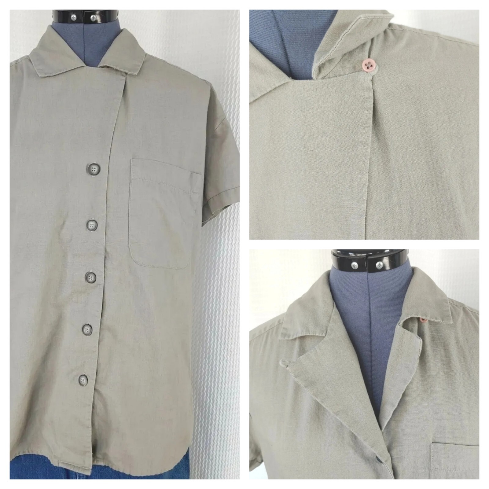 Vintage JH Collectibles Short Sleeved Tan Button Down Shirt Size 10