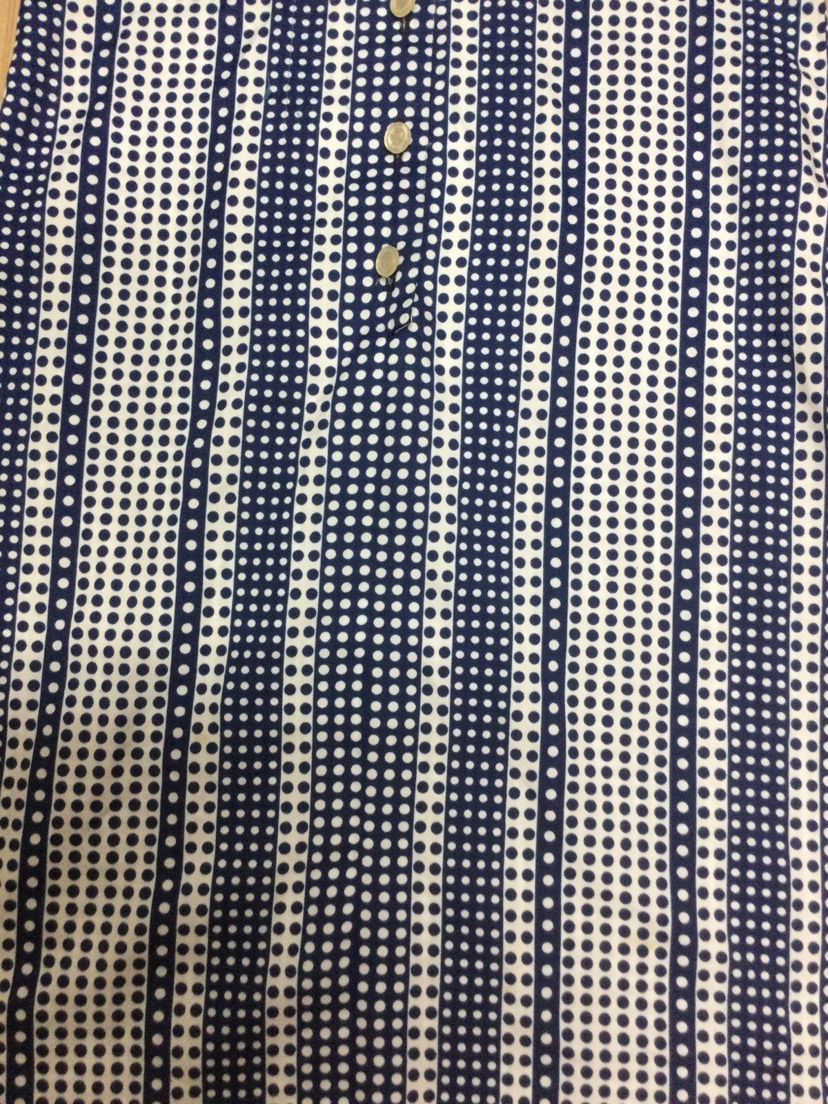 VINTAGE DRESS DAVID CRYSTAL NAVY AND WHITE POLKA DOTS DOUBLE CUFF SLEEVE LACE