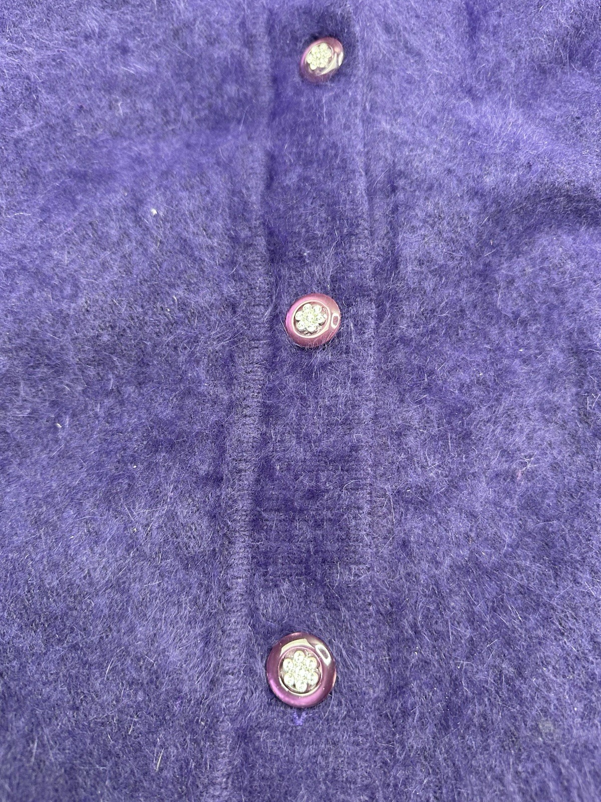 Vintage BIG STAR Keo Sung Fuzzy Cardigan Sweater Gray Angora PURPLE Sz L/XL