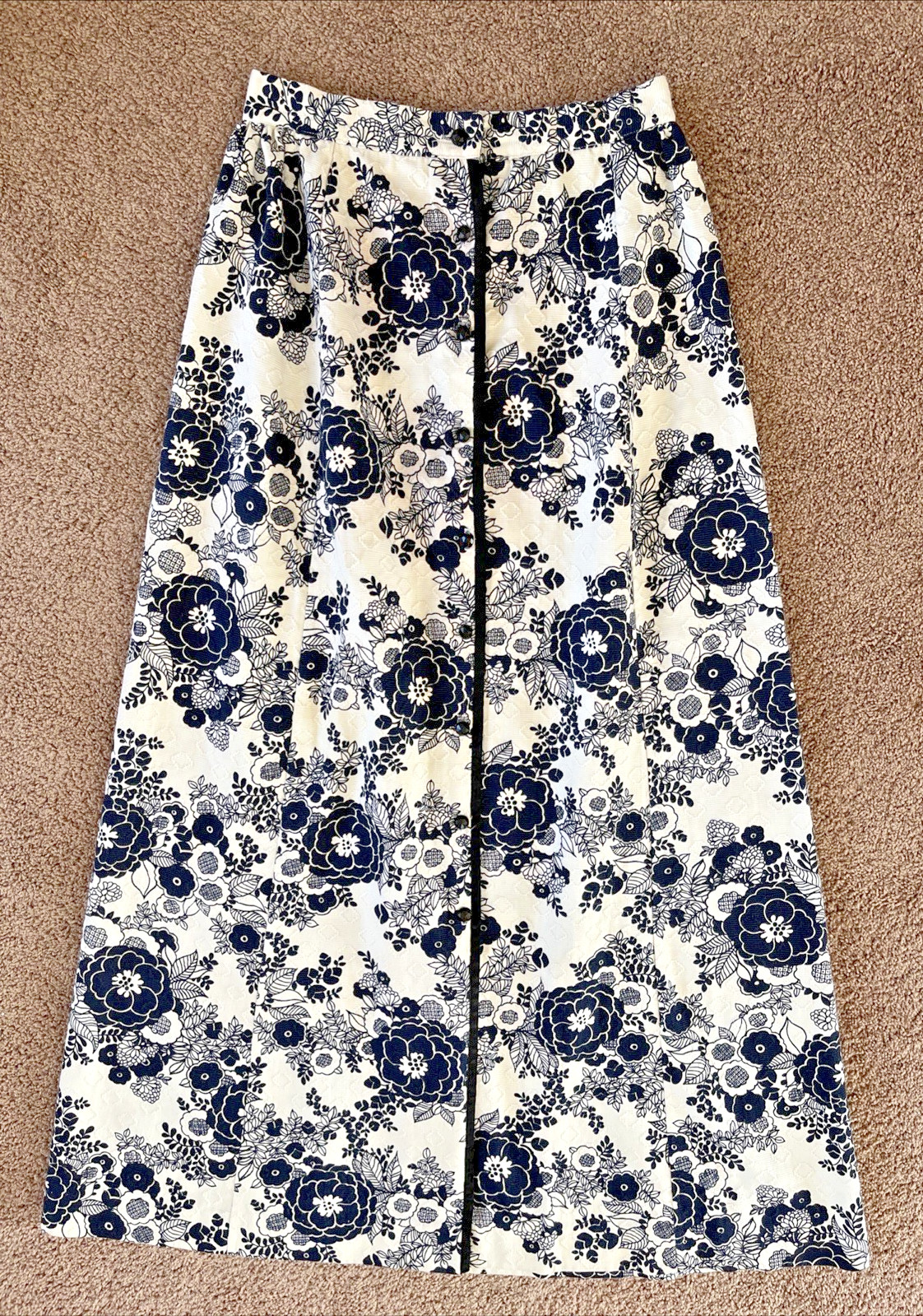 Vintage Lane Bryant Tall Shop Button Front Floral Print Maxi Skirt-Size 18