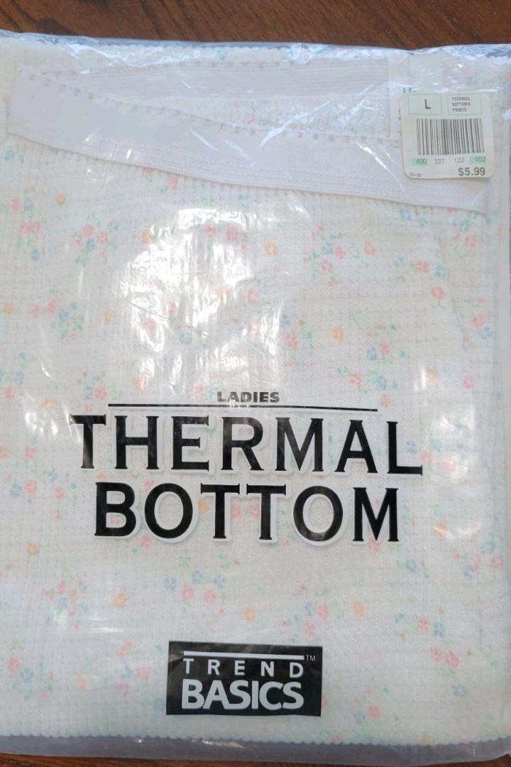 Thermal Ankle Length Pants Trend Basics • Women’s Large White Floral  VTG (T)