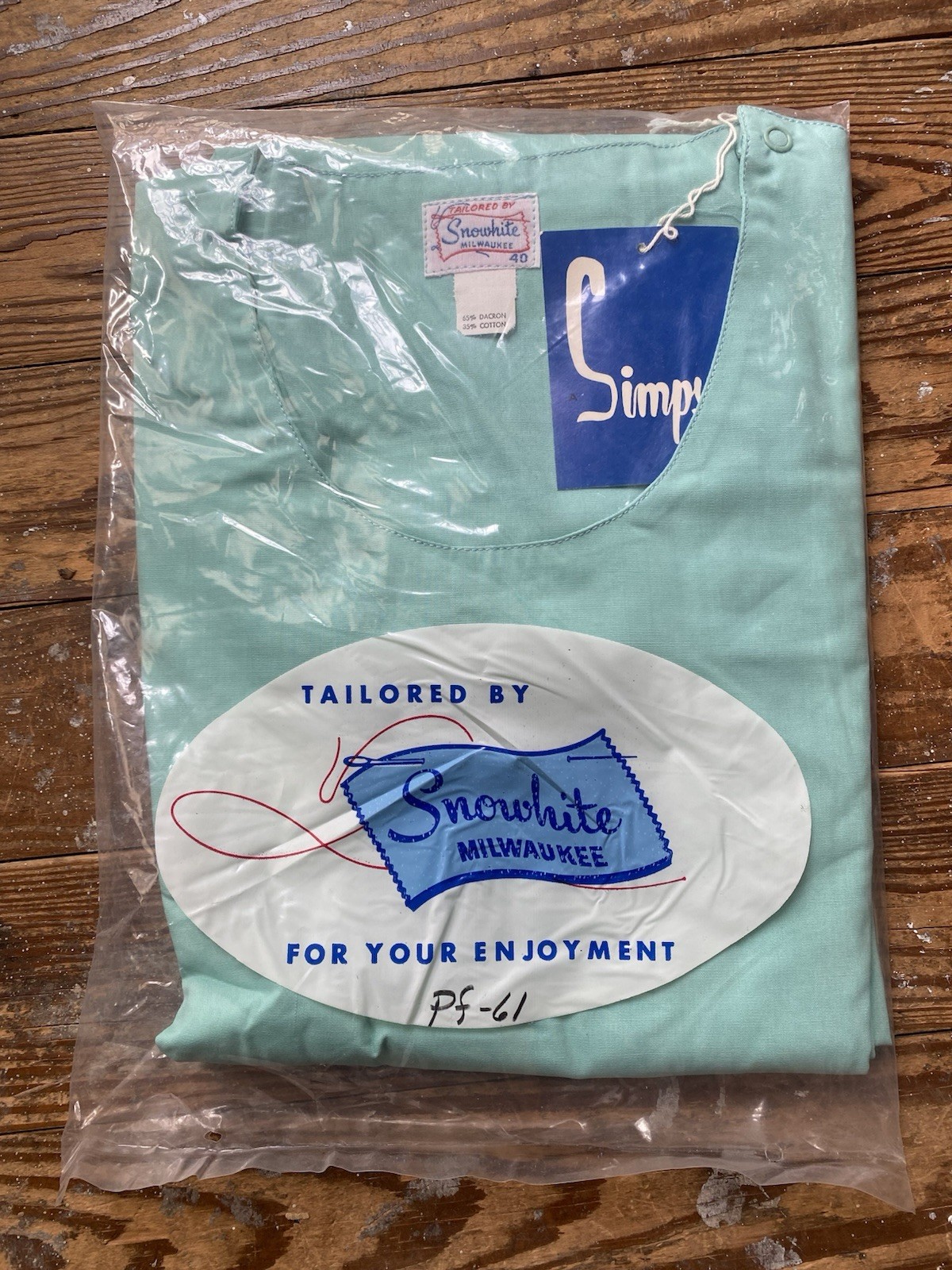 Vtg 50s NOS Snowhite nurses Dress seafoam Green hospital