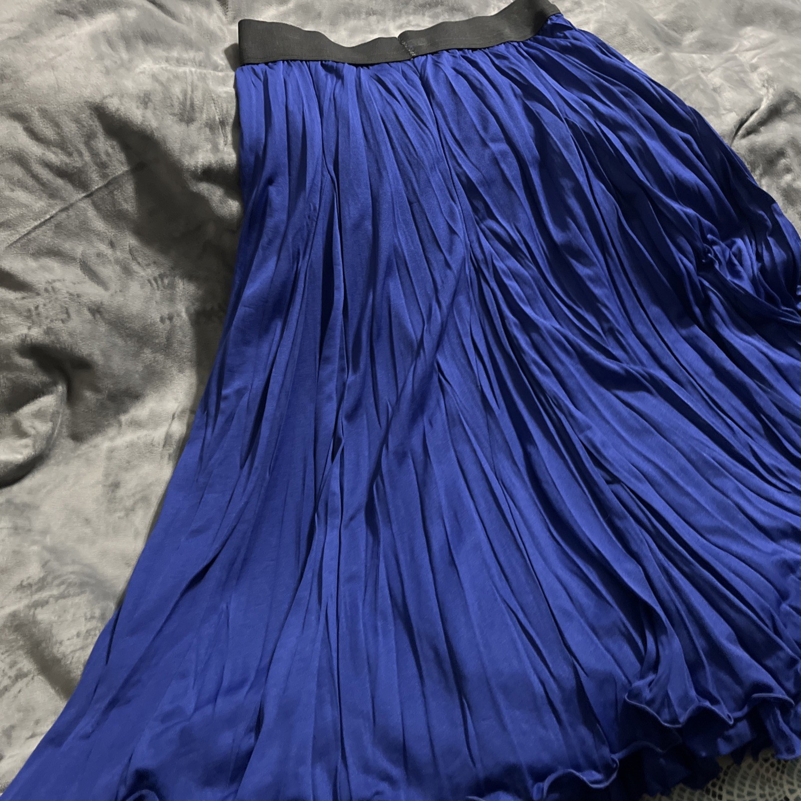CATO Skirt Solid Sapphire Blue Accordian Pleated Elastic Waist Lined Size S New