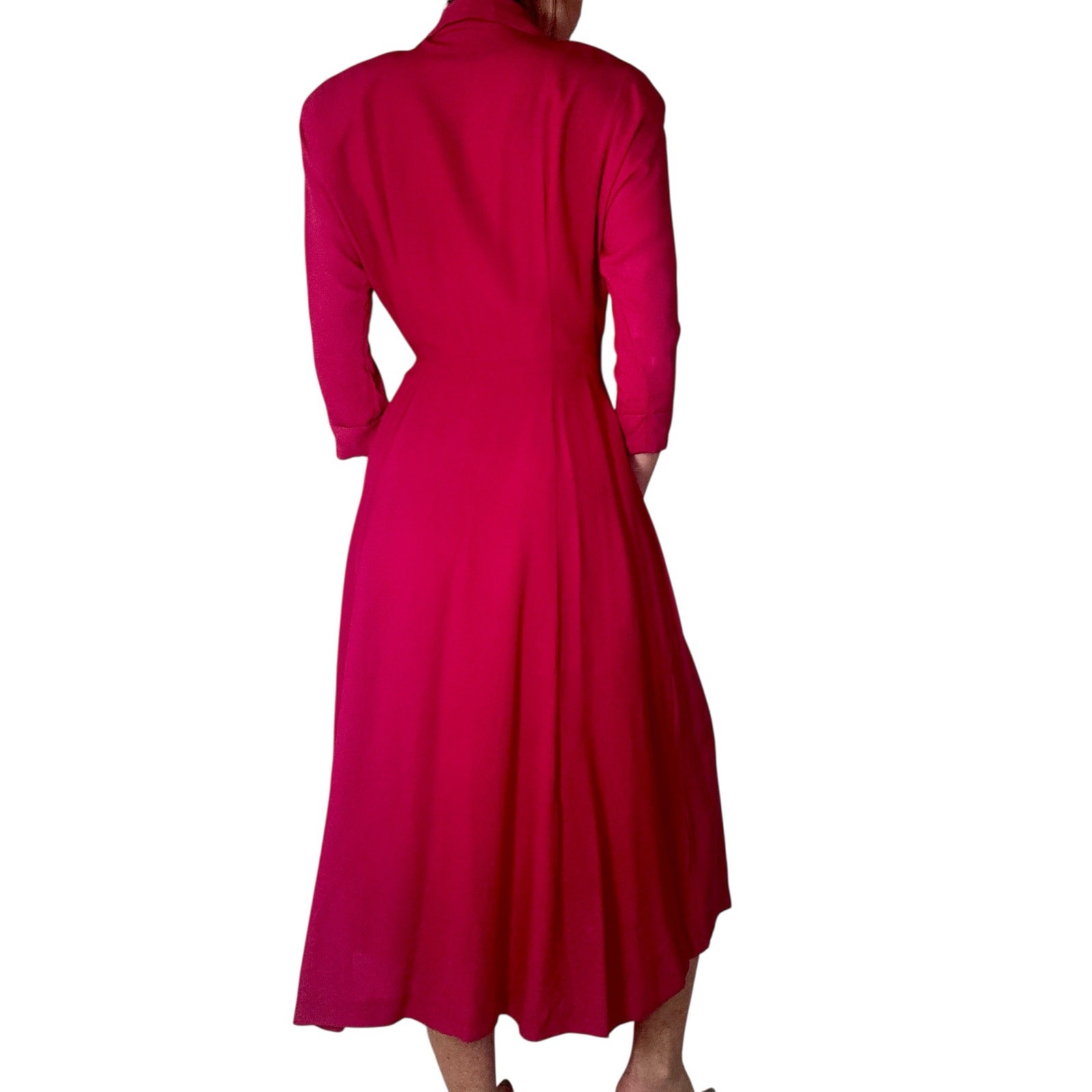 Vintage 1940s Saybury Magenta Dress & Slip Set Rare Colorblock Peek-a-Boo Pleats