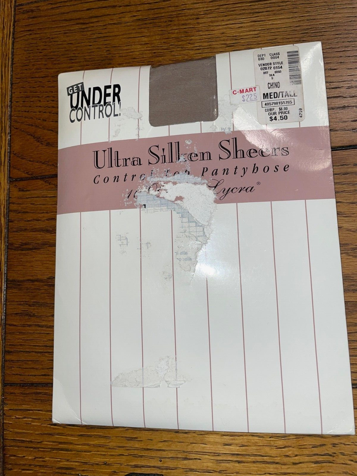 Vintage Control Top Ultra Silken Sheers Shadow Toe Pantyhose Chino Medium Tall
