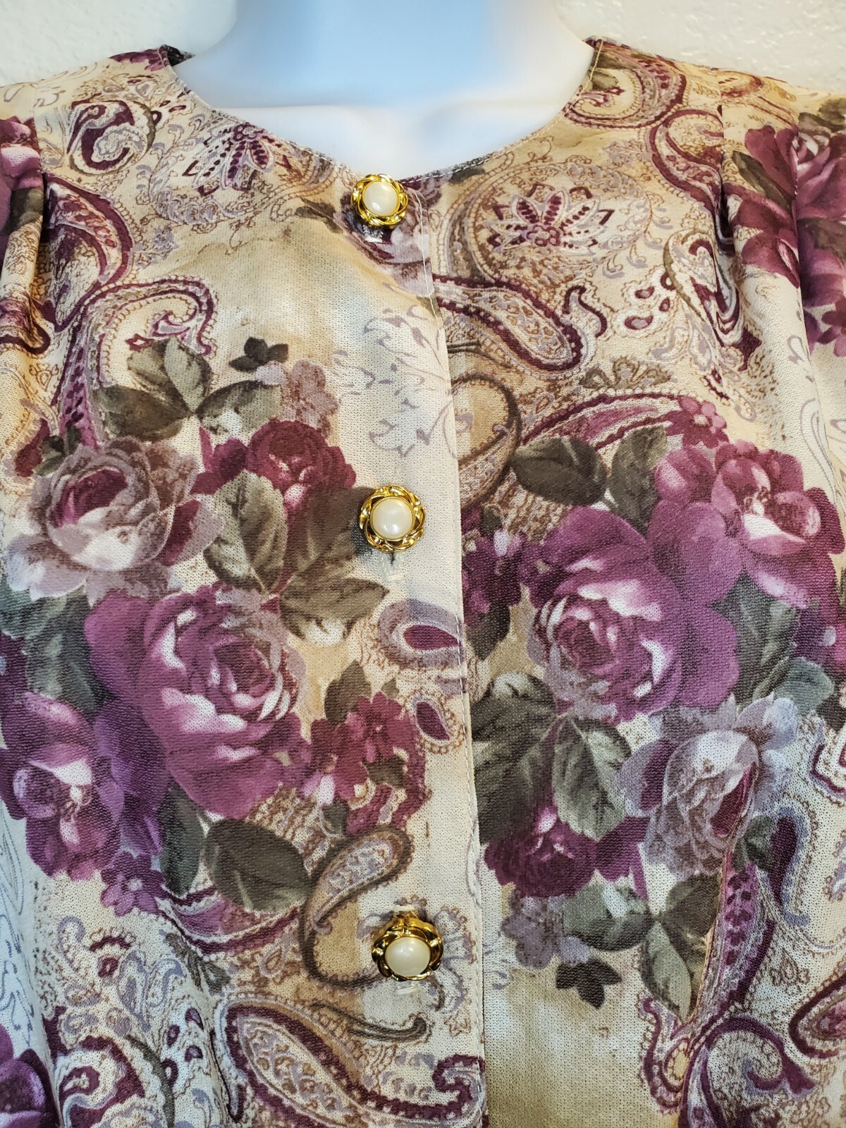 California Looks Dress Made In USA Vintage 80s 90s Purple Floral Dress