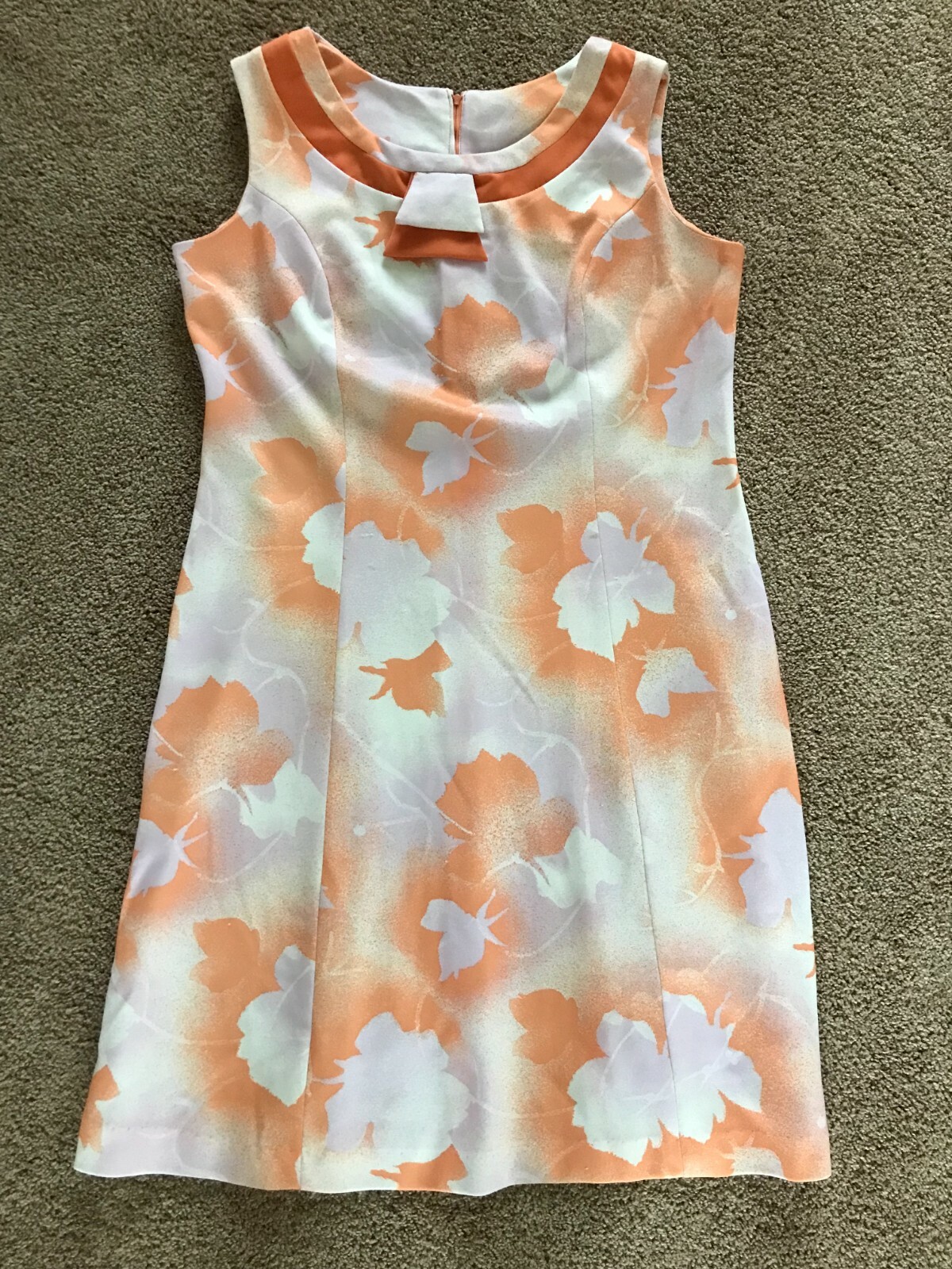 VINTAGE Peach/Pink/Cream Double Knit Dress Reiner of Chicago 38″ Chest