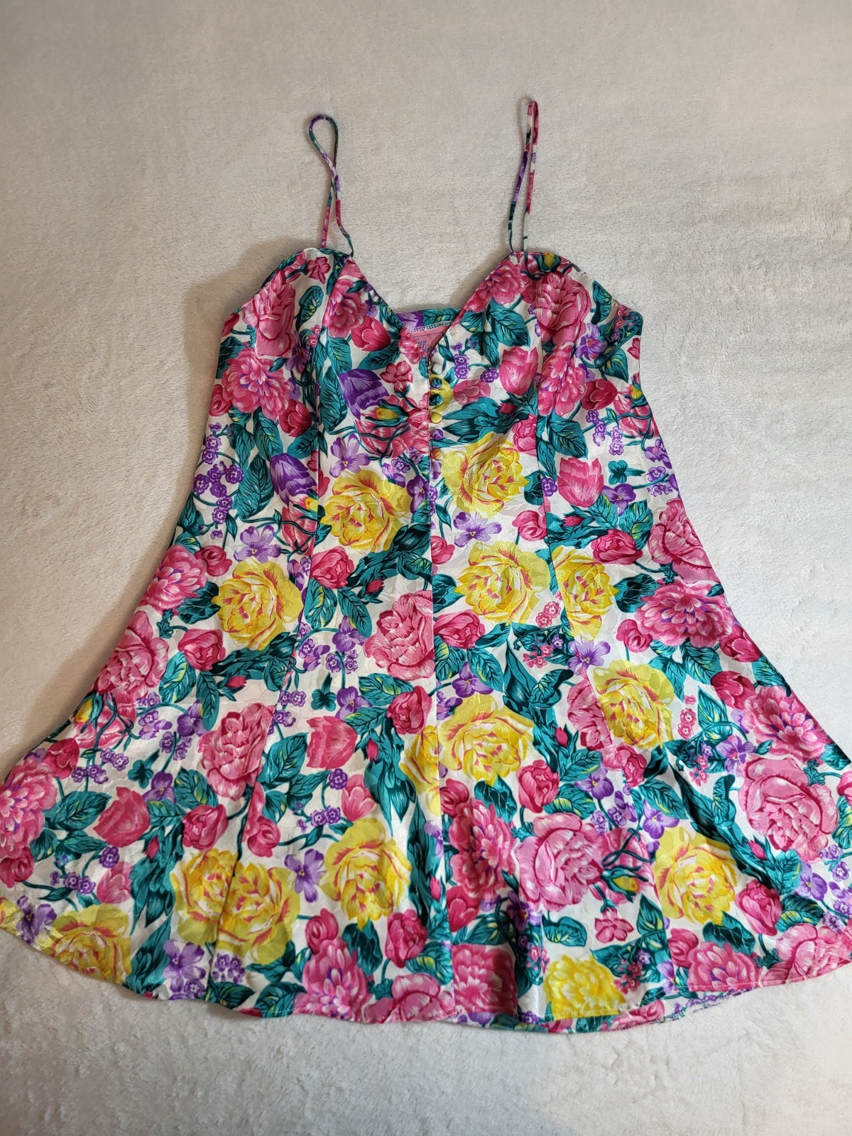 Sleep Solutions Baby Doll Sleeveless Nightgown Floral Womens Medium