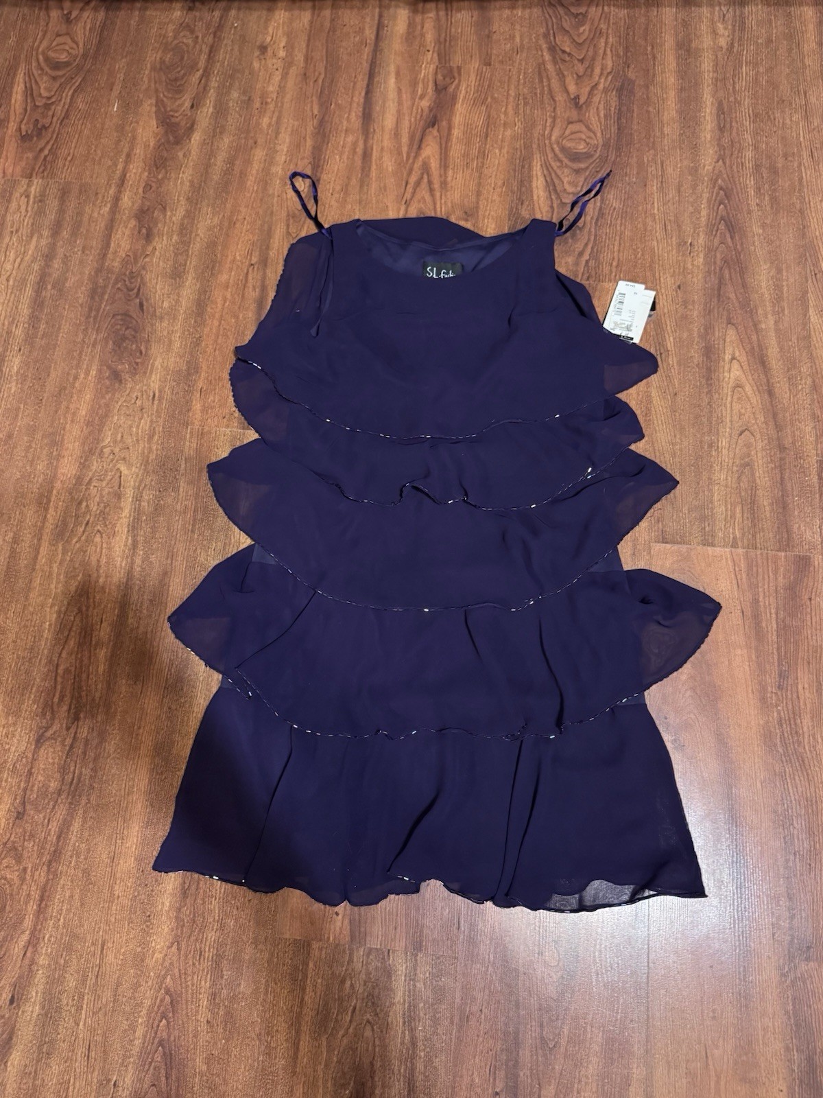 VTG Y2k 90s S.L. Fashions Purple Grape Tiered Cocktail Dress Size 10 Misses