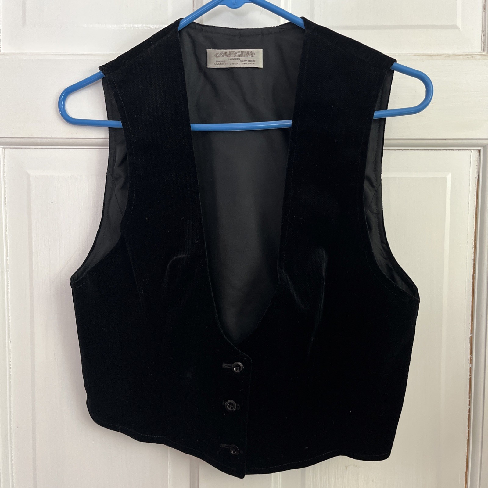 Vintage 70s/80s Womens Jaeger Black Velvet Vest UK 14 (8) Holiday