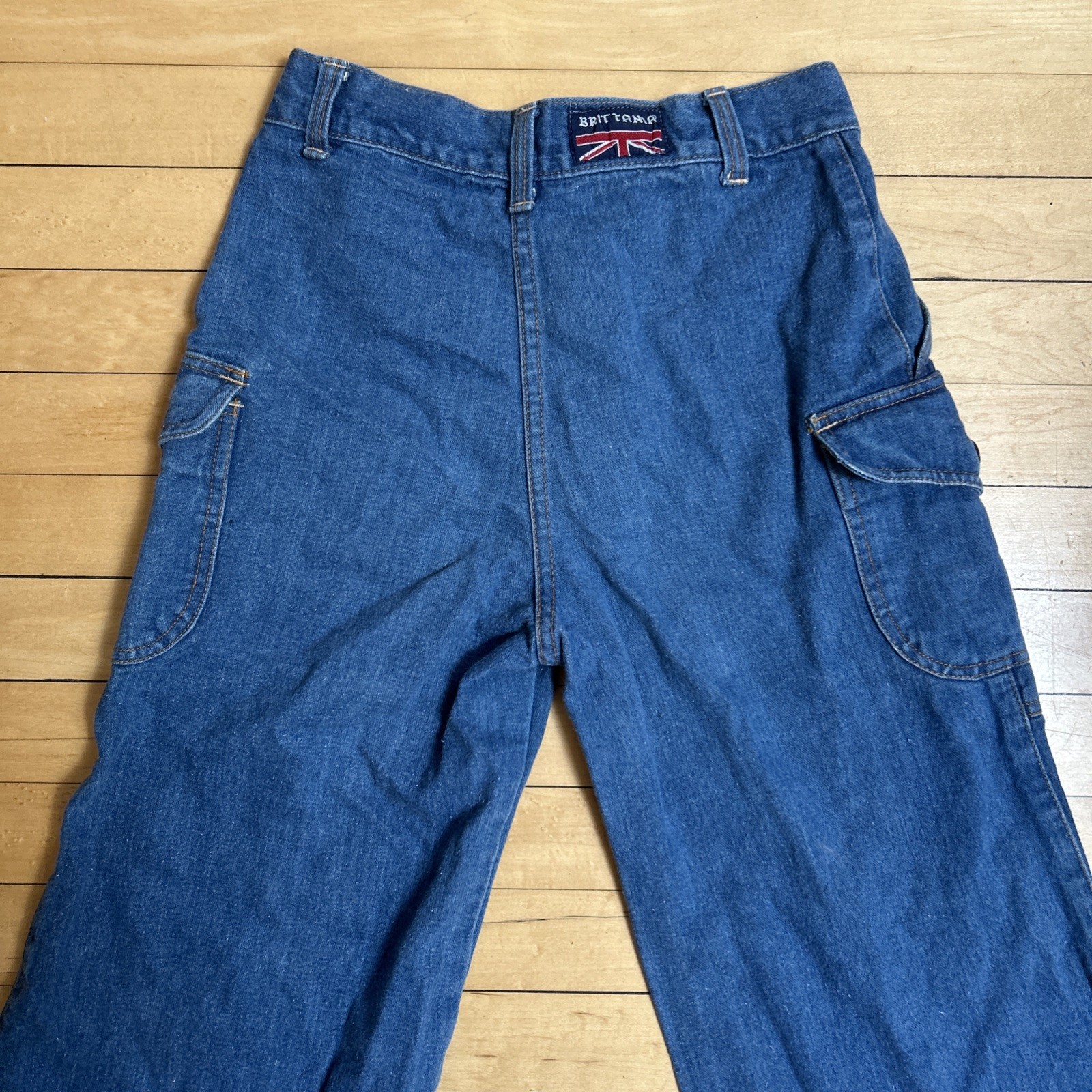 Vintage Brittania Jeans Womens 29” Bell Bottom Flare Wide Leg Cargo Pockets 70s