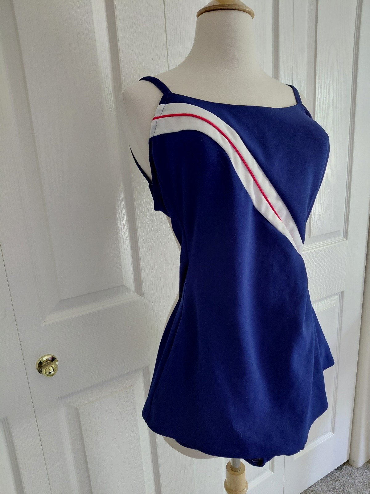 Vintage 1960s Robby Len Navy Blue Retro Swimsuit Mod Volup 16