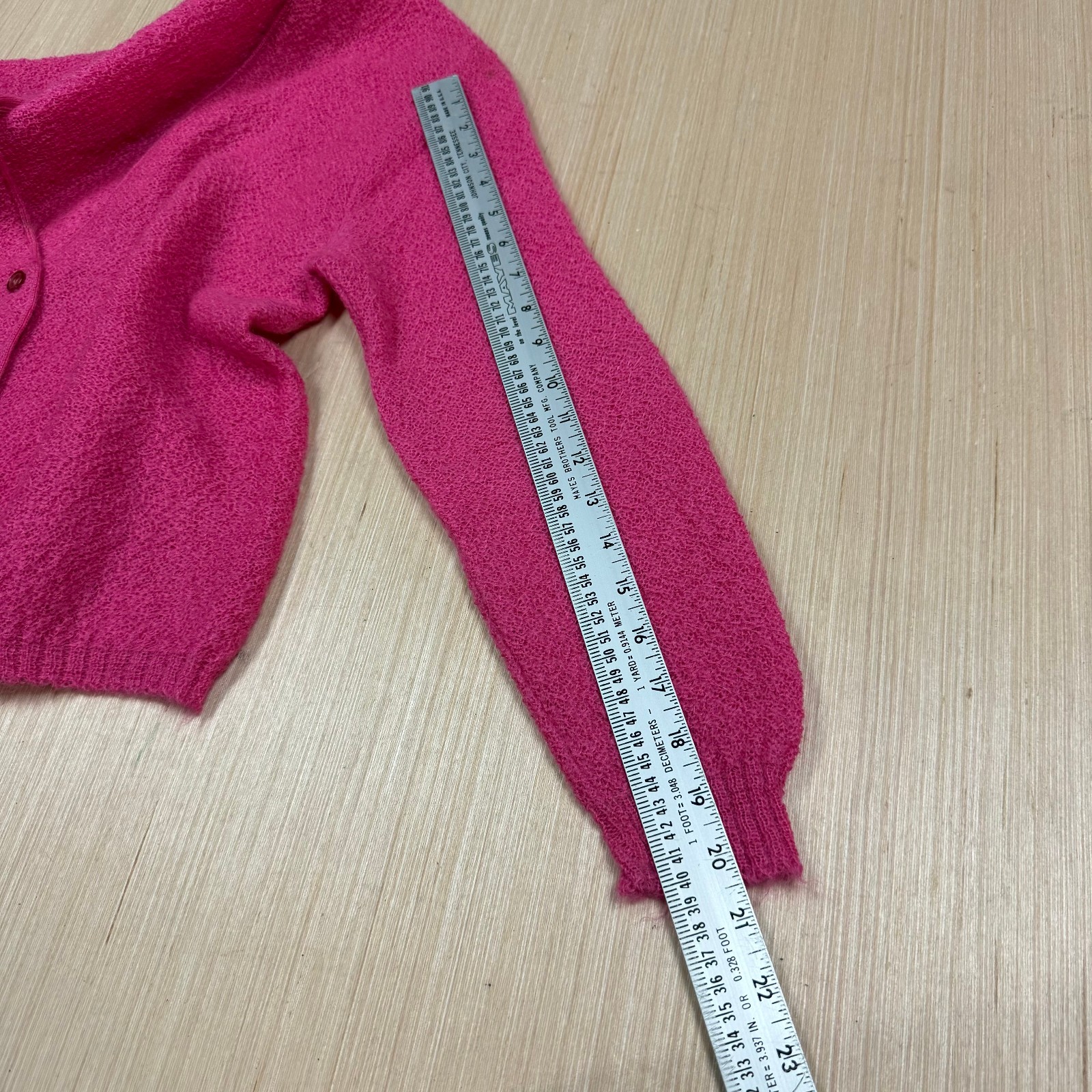 Vintage 60s Mohair Cardigan Sweater Hot Pink Medium Grunge Pin Up