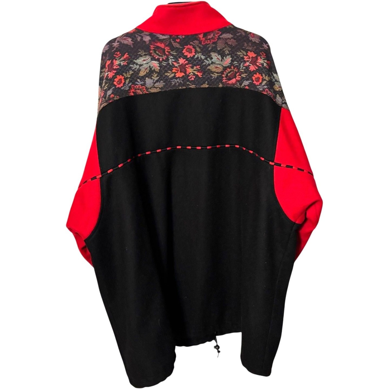 Vintage Lady Suzette Jacket Black Floral Union tag Oversized Plus Size 3x-4x