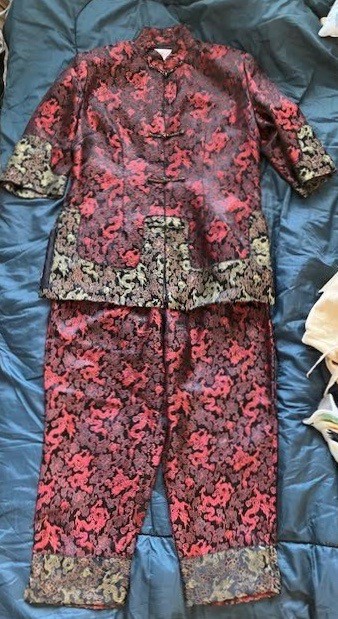 Vintage Woman’s Silk Red Dragon Outfit in Excellent Condition