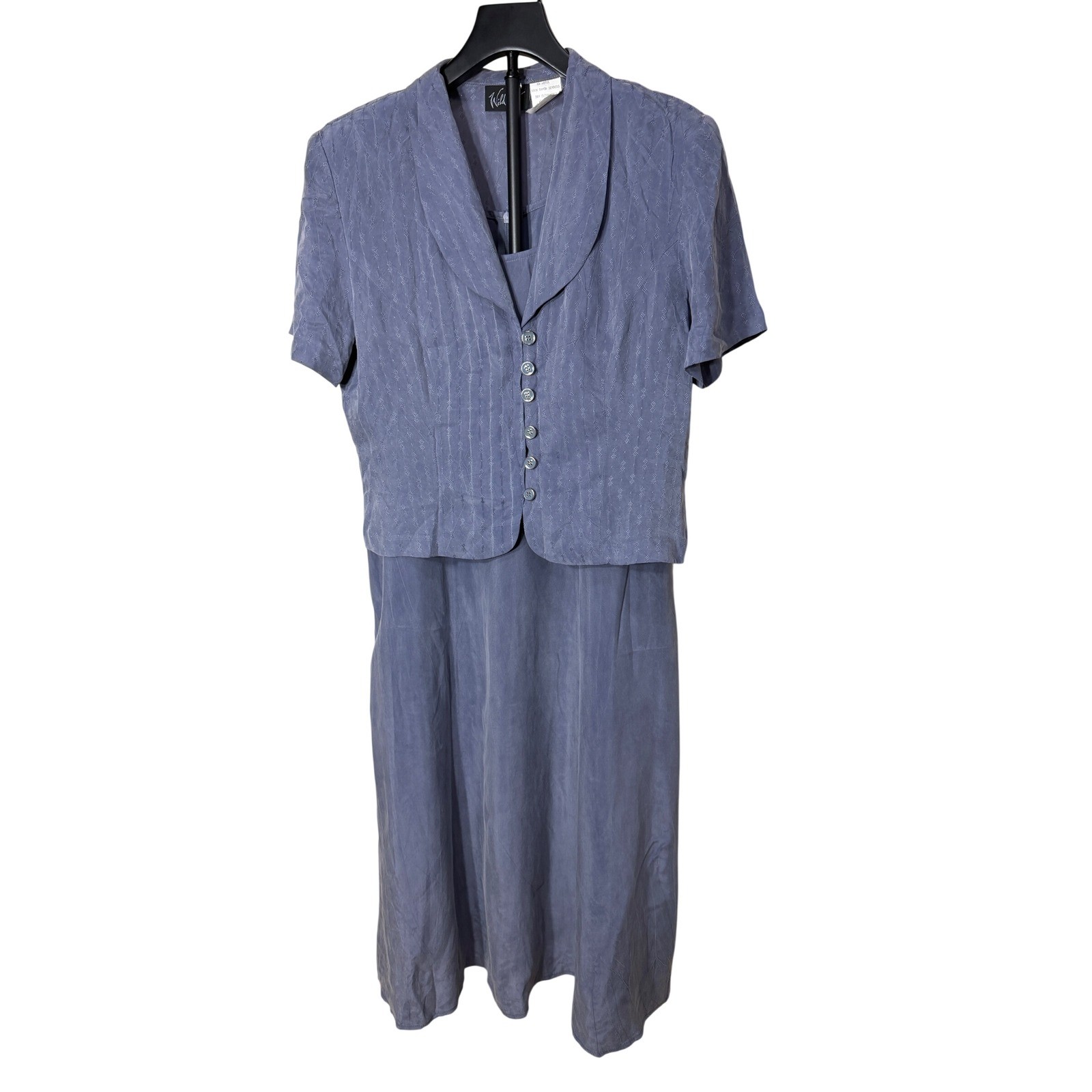 Wild Rose 90s Vintage Rayon Dress and Jacket Set Blue Size 12
