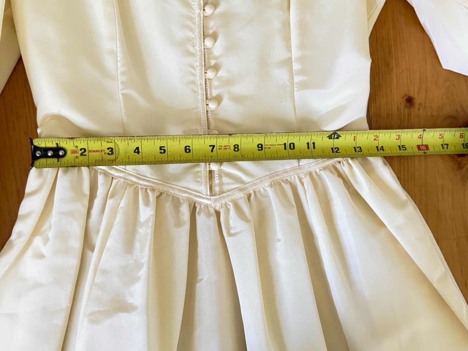 VTG 70s Gunne Sax By Jessica Wedding Dress Prairie Satin Lace Ivory Yellow Sz 11