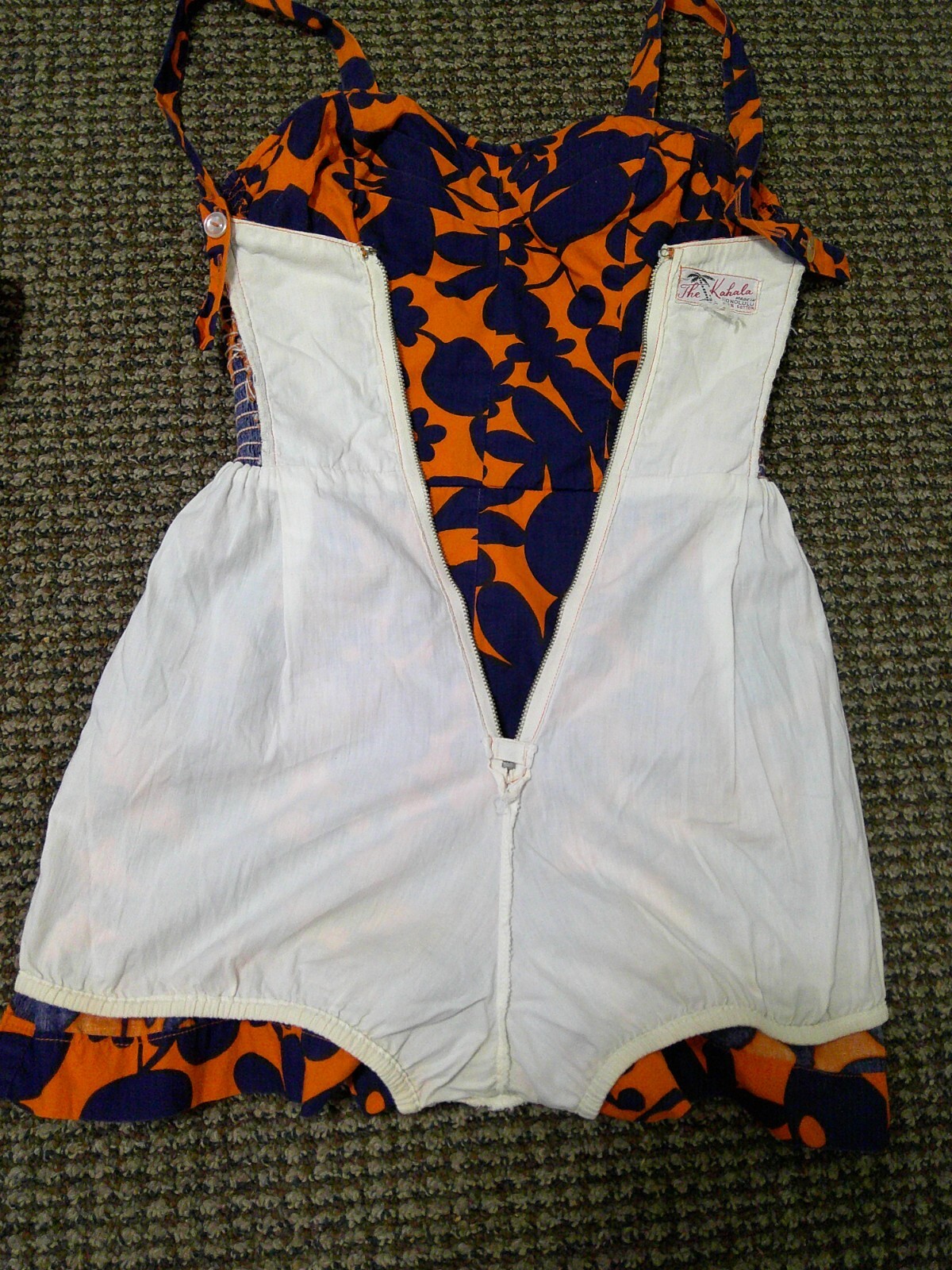 Vtg 40s THE KAHALA Hawaii PIN UP Swimsuit Bathing Suit Convertible Halter S RARE