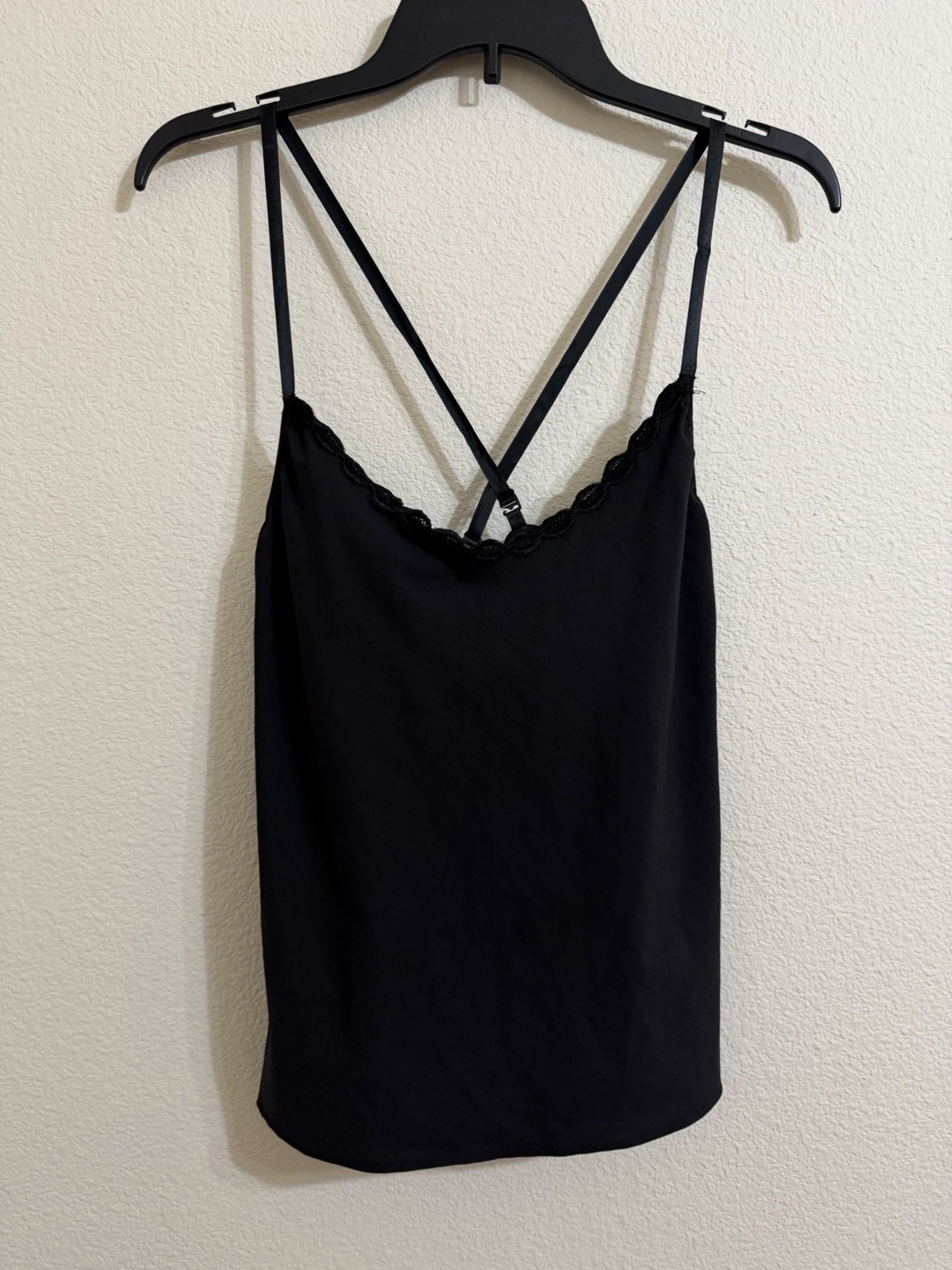 Vanity Fair, Black Lace Trim Cami, Size 36/42