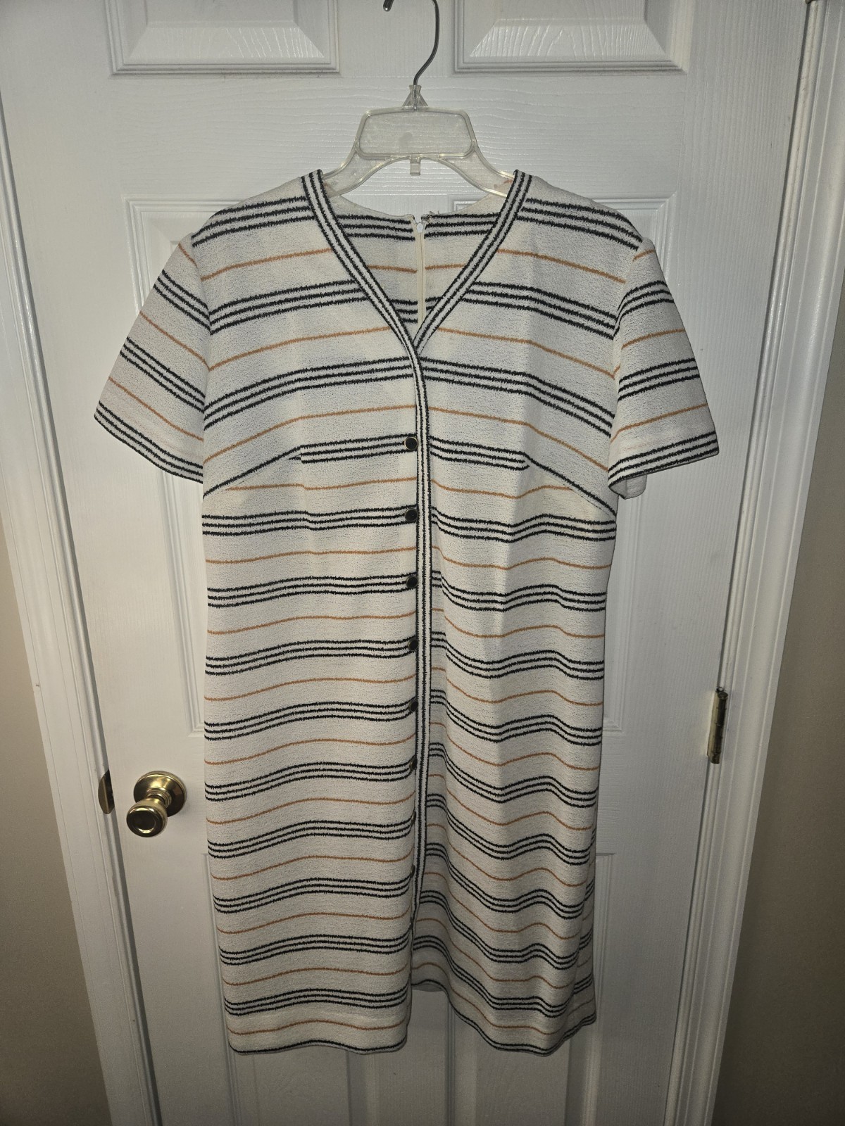 VINTAGE DEADSTOCK THE HOUSE OF SHROYERS 1960’S STRIPED POLY DRESS/SIZE 10