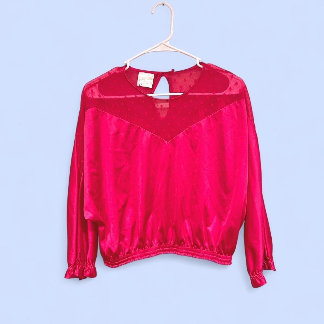 Le Voys| VINTAGE| 80s-90s| Hot Pink top w/h mesh and dolman sleeves|