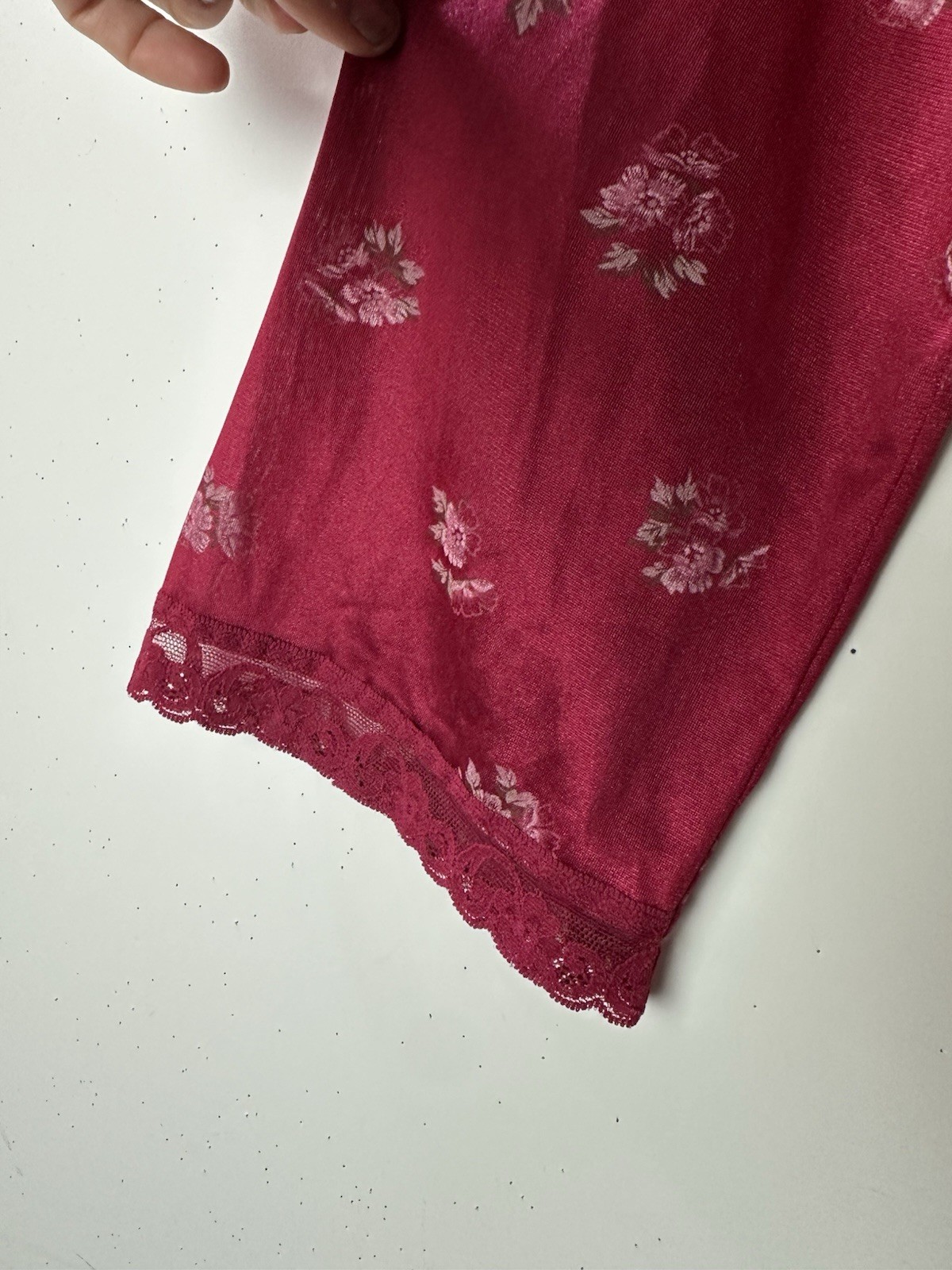 Vtg Tom Bezduda Barad & Co Long Robe Red Floral Union Made USA 70s Nylon Lace PS