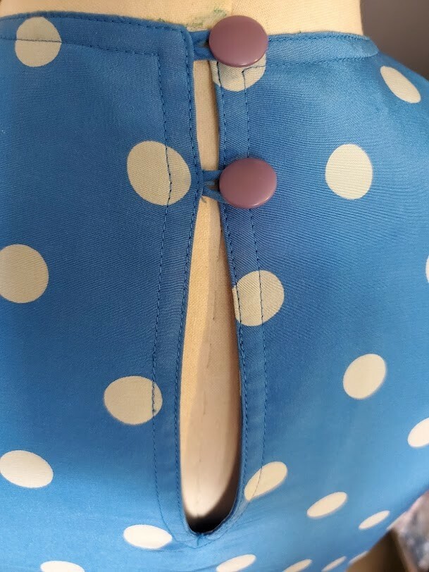 VINTAGE St. Gillian Silk Blue White Polka Dot dress Size 6