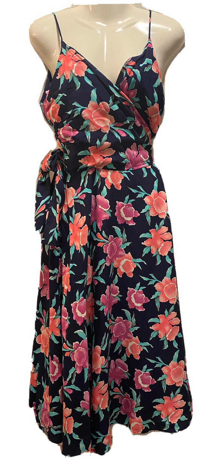 Brass Plum Wrap Dress Floral Dress Womens Sz M Cotton Nordstrom Vtg 90s