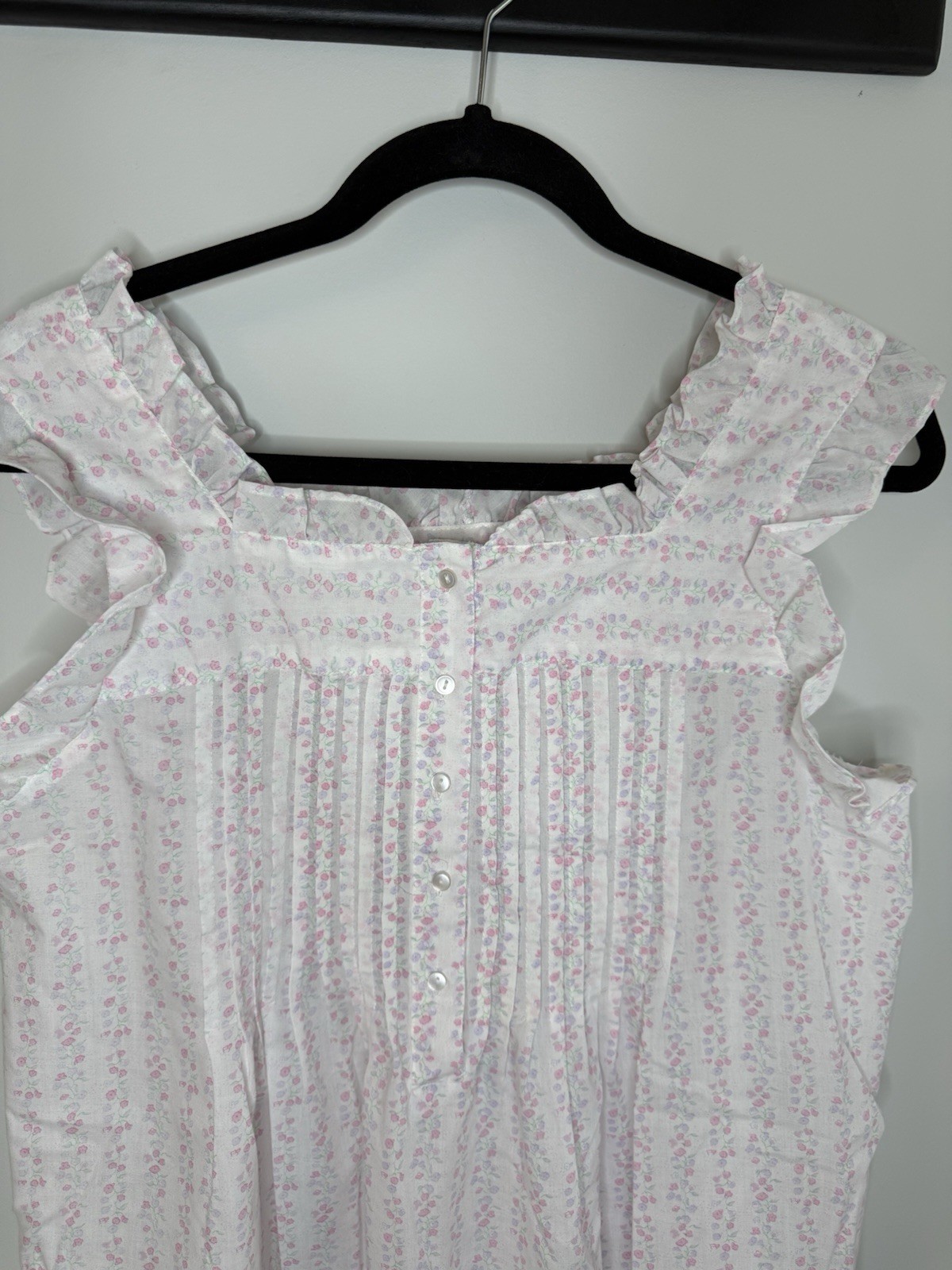 Vintage Granny/ Victorian Style White Floral Cotton Blend Nightgown & Robe Set