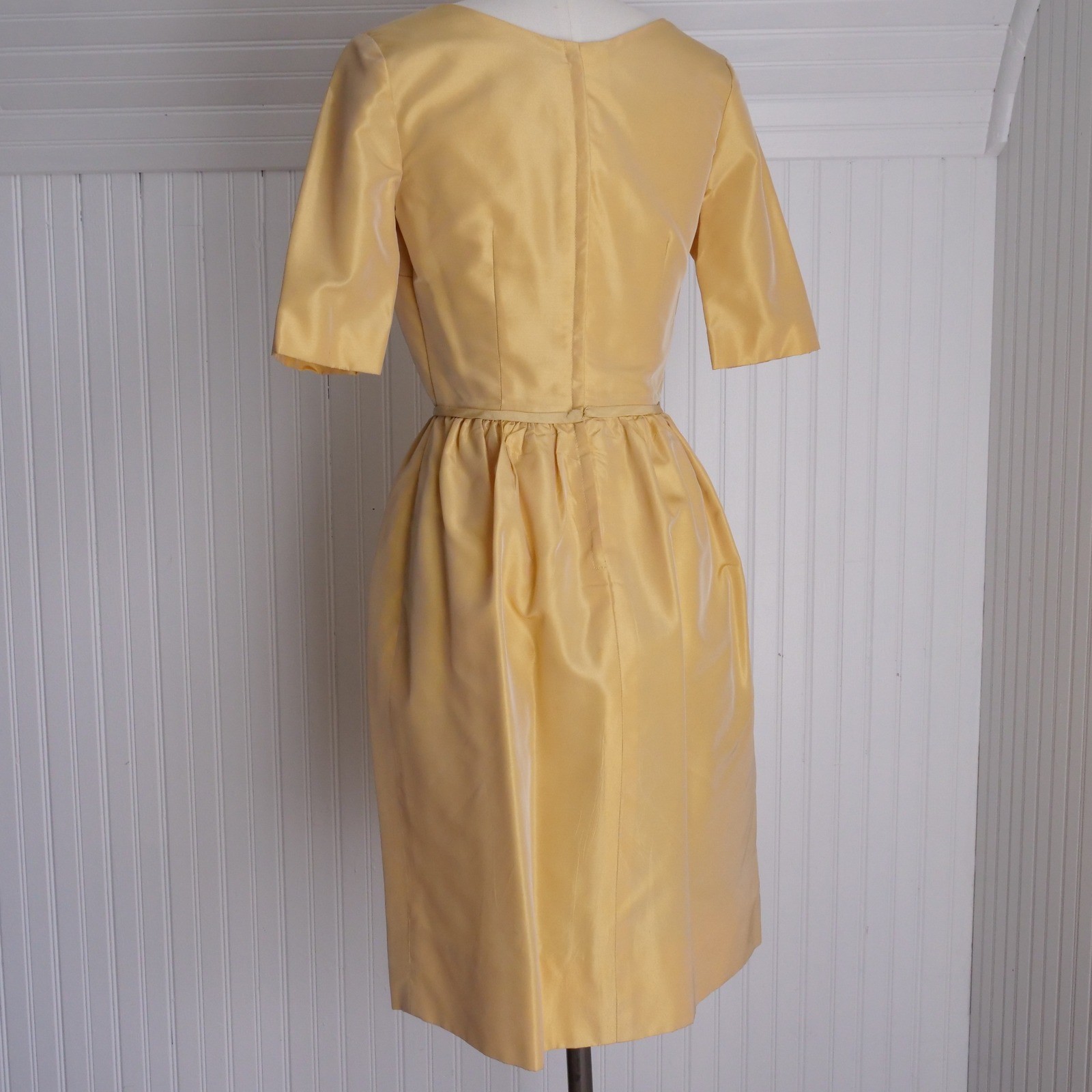 Gorgeous handmade vintage 1960s gold shimmer fit and flare cocktail dress