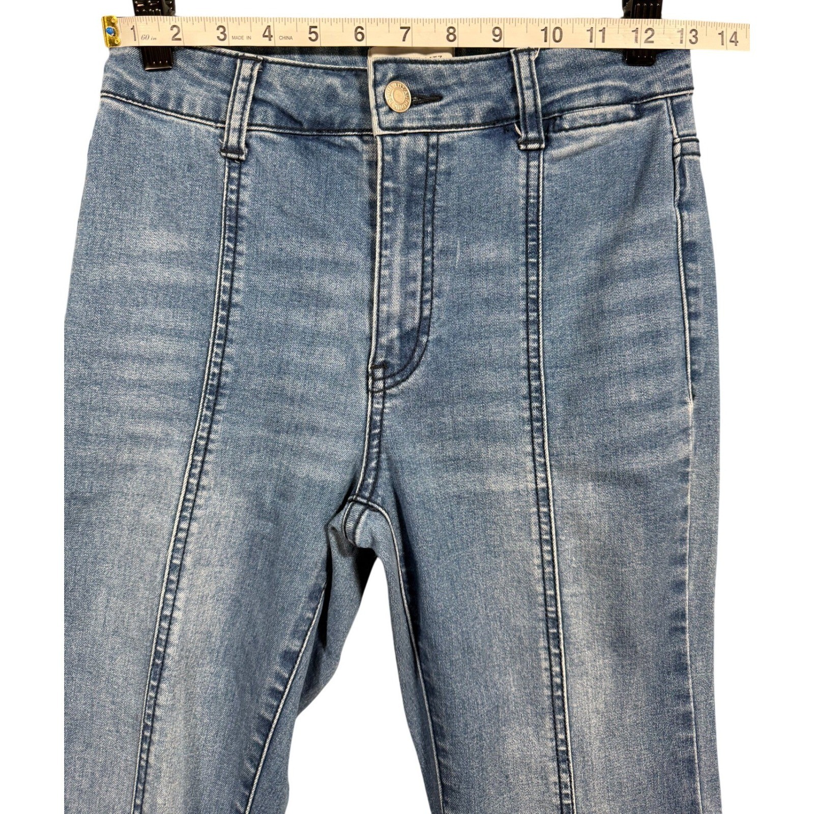 UNIQ By Litz Jeans 25 26 Bell Bottom Extreme Flare Western Festival Boho Raw Hem