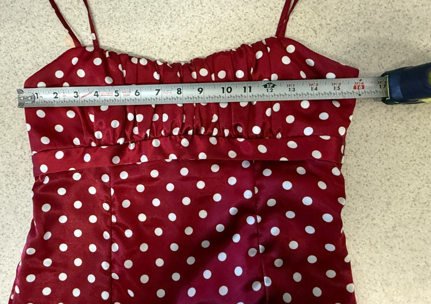 Red Polka Dot Fit Flare Dress Spaghetti Strap Ruffle Hem Pin Up Rockabilly Y2K
