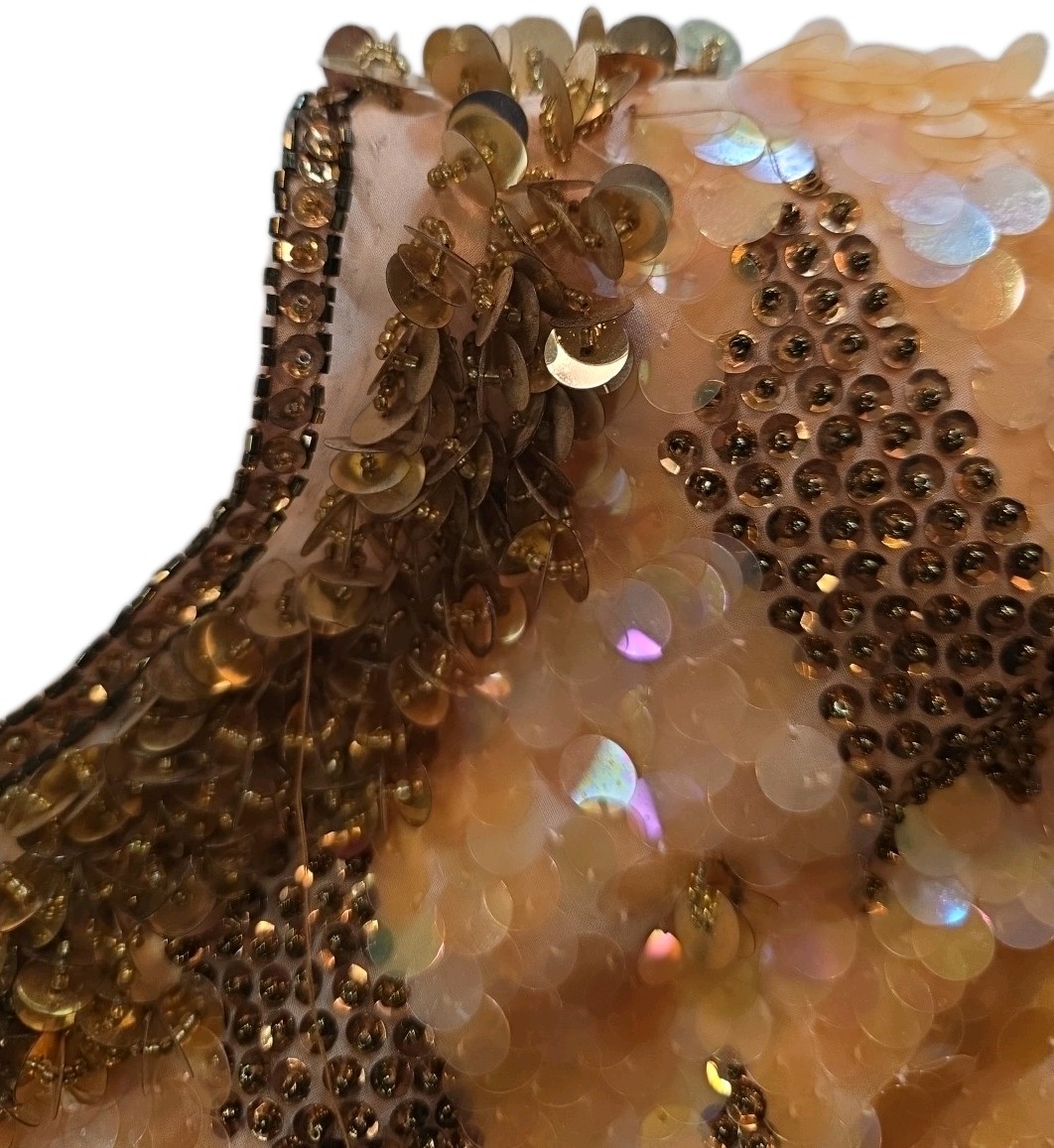 Vintage Peach & Copper Shomax Sequin Blouse – Size M