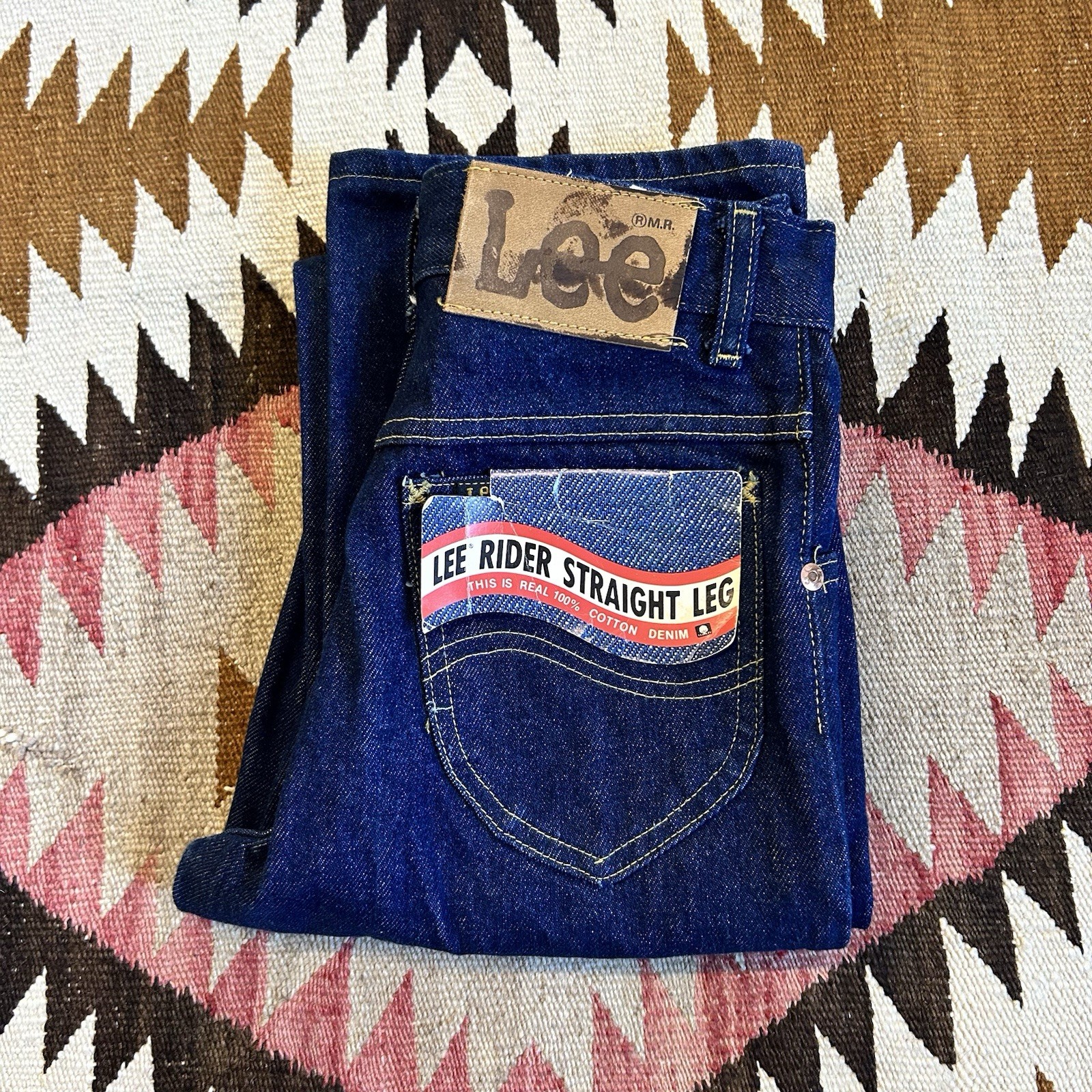 Vintage 1970s NOS Lee Rider Straight Leg Denim Jeans Sz 26×34