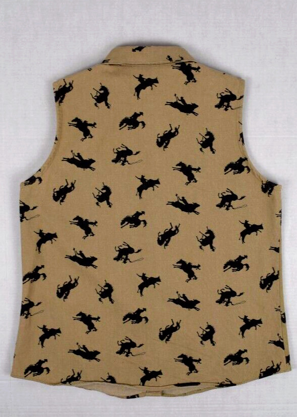 Vintage Western Sleeveless Shirt Panhandle Slim Size M 90s Rodeo Cowboy Made USA