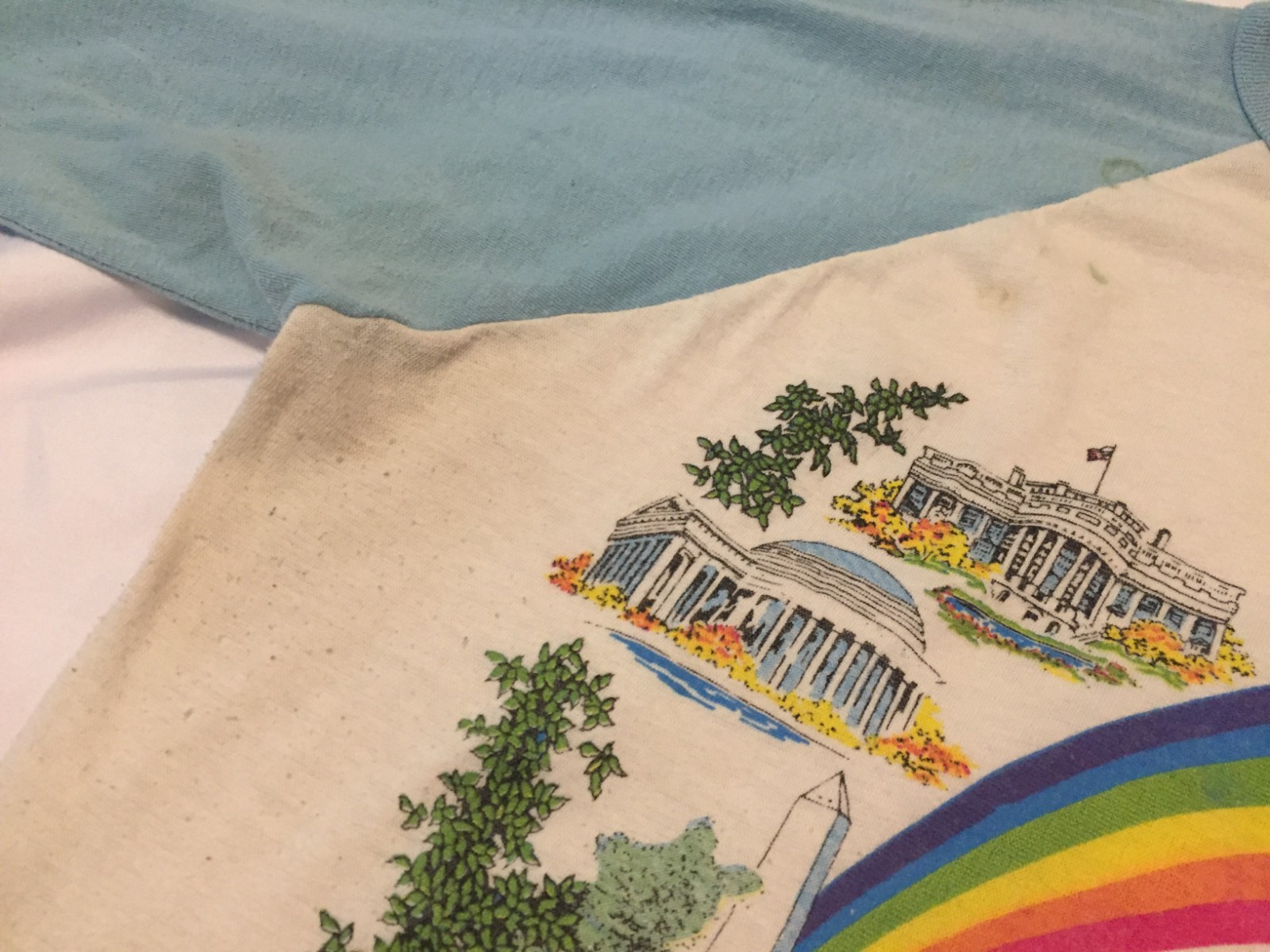 Vintage 80s Ringer T Shirt XL Washington DC White House XL HARBOR LIGHT