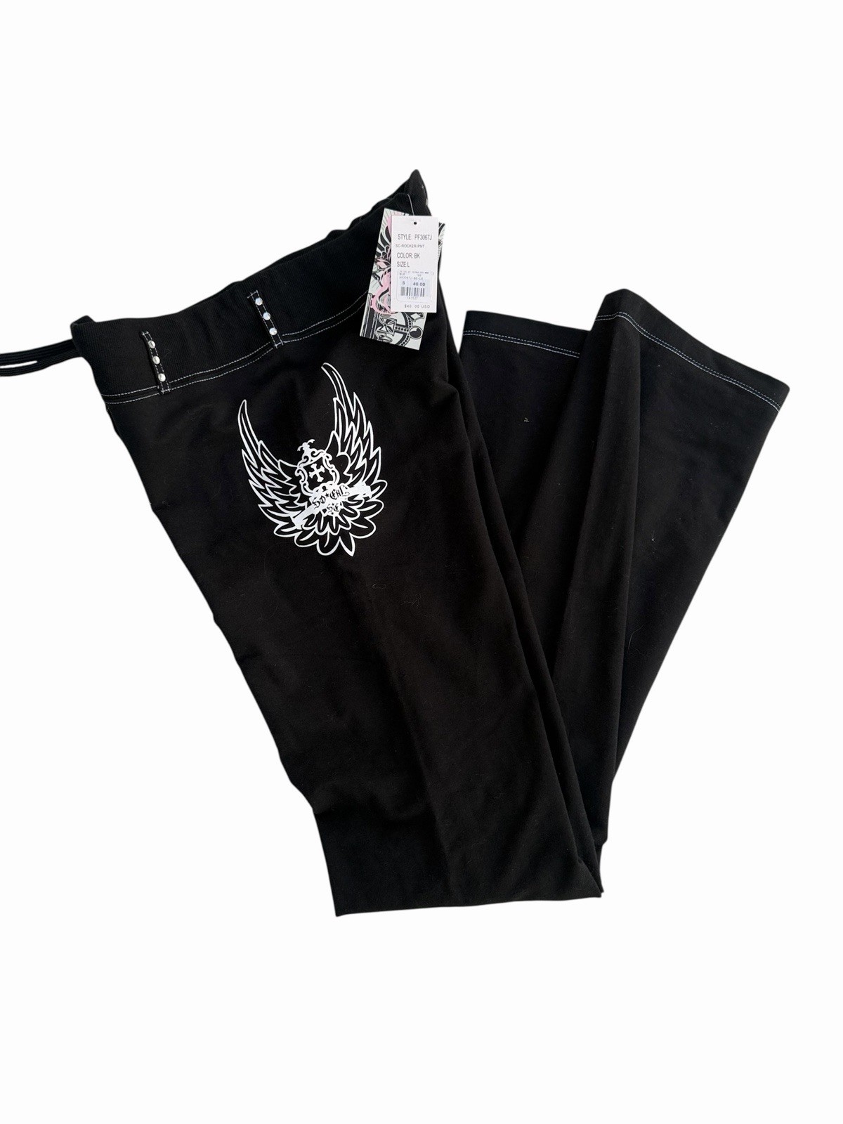 NWT VTG So Cal Lounge Pants L Y2k No Fear Rhinestone 90S Rare Drawstring