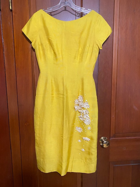Vtg Mr Blackwell 1950’s/1960’s Bright Yellow Women’s Sheath Dress