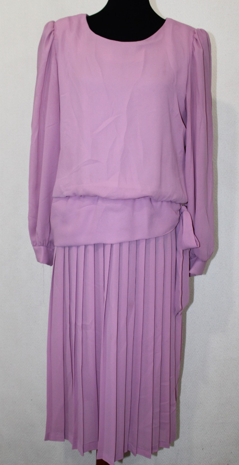 Vtg Top Act Sz 13 Light Purple Polyester Tiered Fit & Flare Dress Buttoned Back