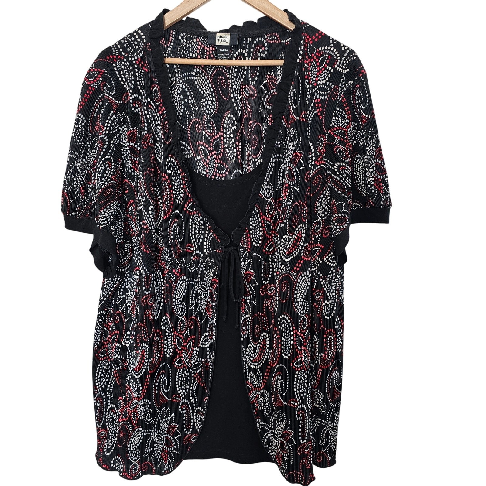 Y2K Studio 1940 Blouse Womens 4X Black Floral Whimsygoth Fairy Ruffles Party