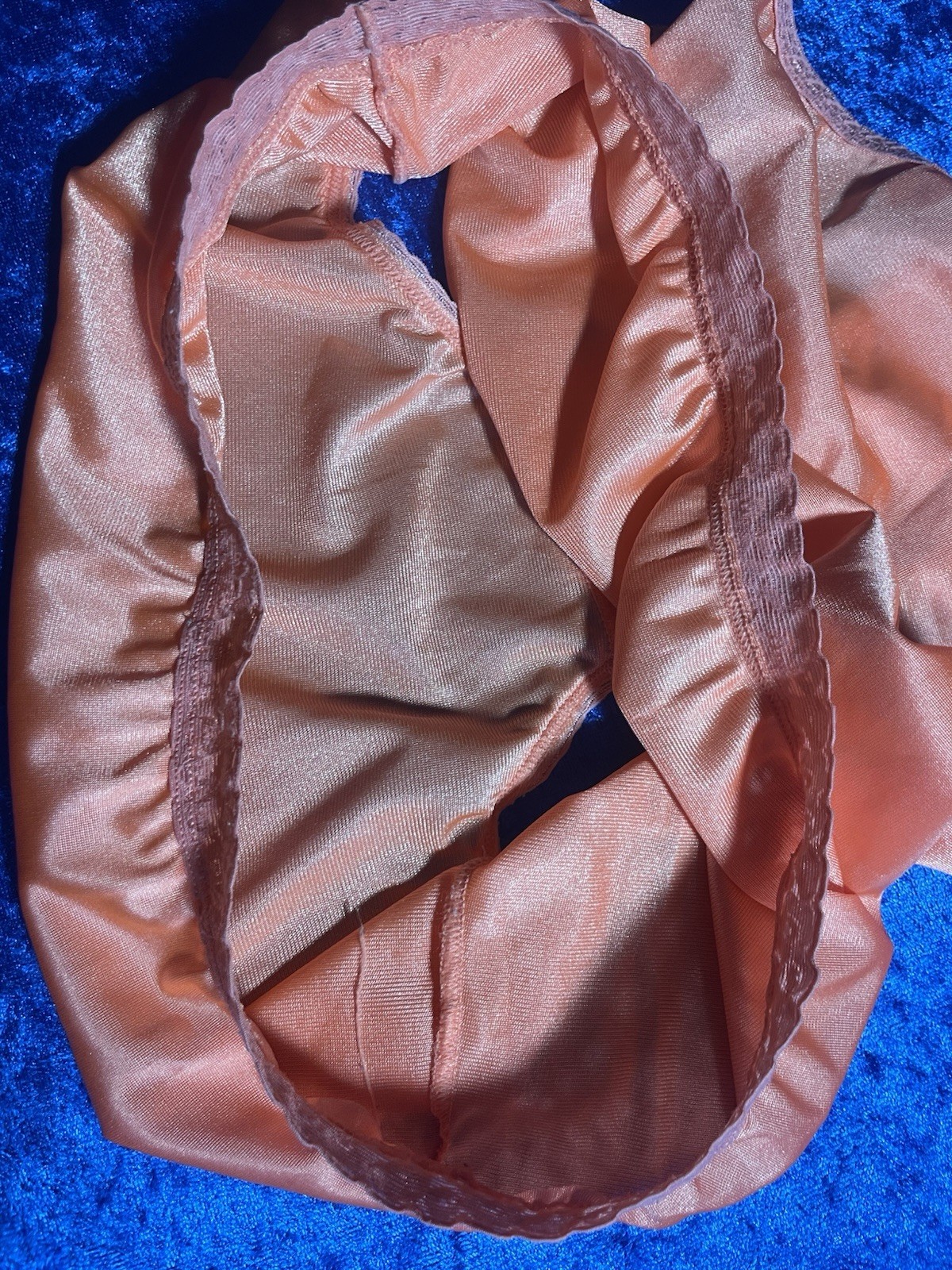 Vintage Shiny Nylon Panties Peachy Orange Brief Panty Size Large No Tag